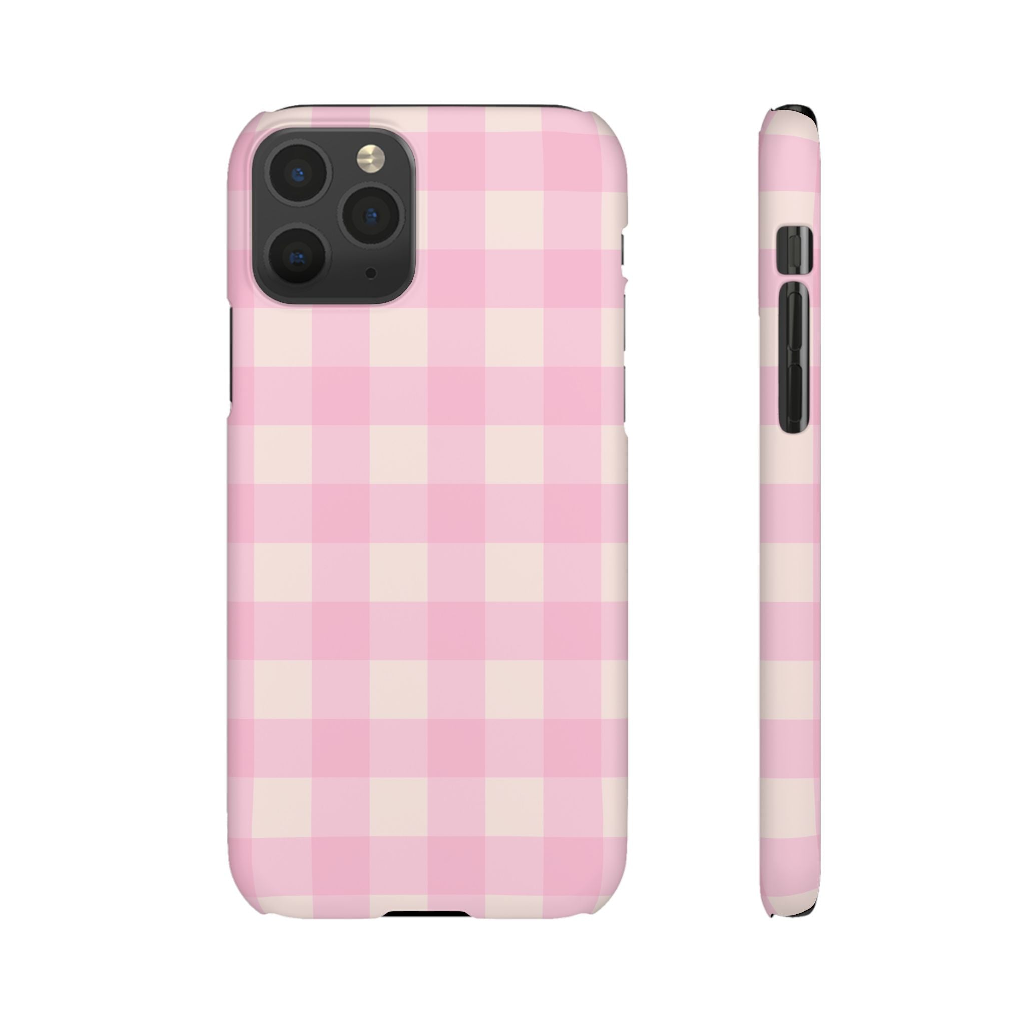 Pink Gingham Snap Phone Case - Cute Pastel Checkered iPhone Cover