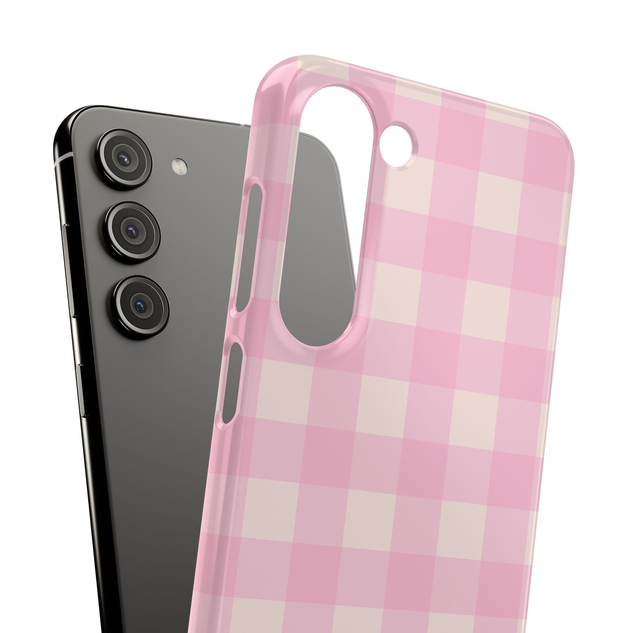 Pink Gingham Snap Phone Case - Cute Pastel Checkered iPhone Cover