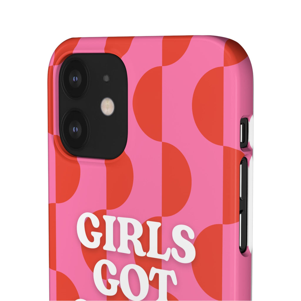 Girls Got Goals Phone Case - Retro Pink Red Motivational Snap Case