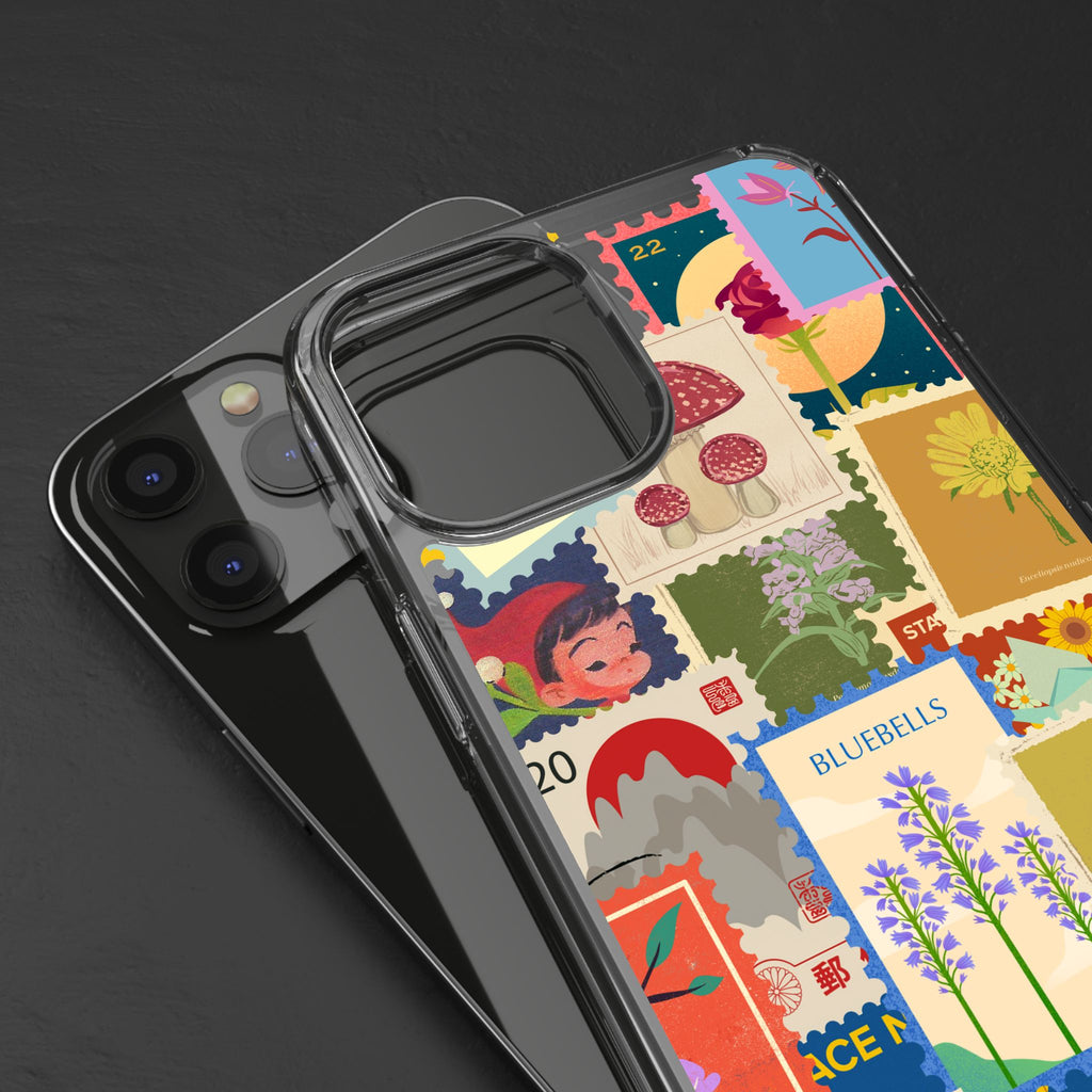 Clear Case — Vintage Floral Stamp Collage Phone Case