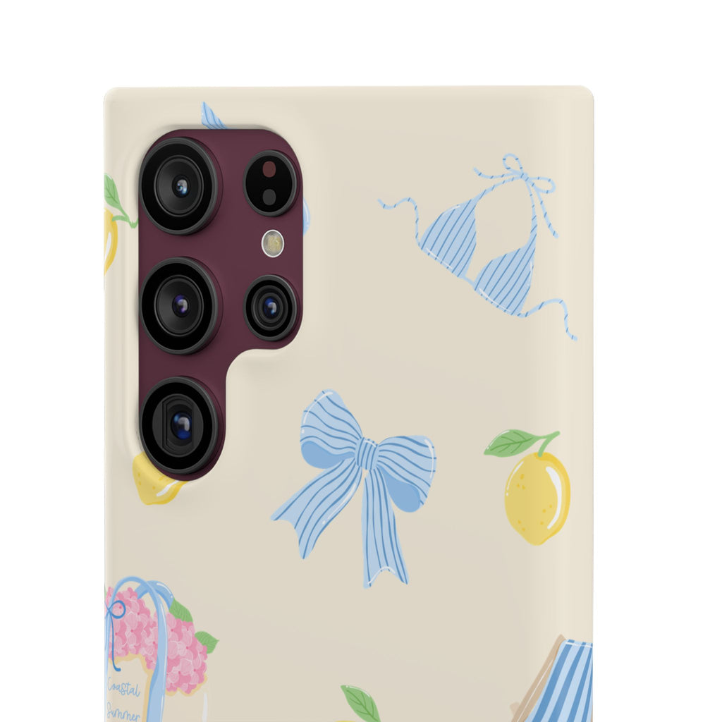 Cute Lemon & Beach Pattern Phone Case — Pastel Summer Snap Case