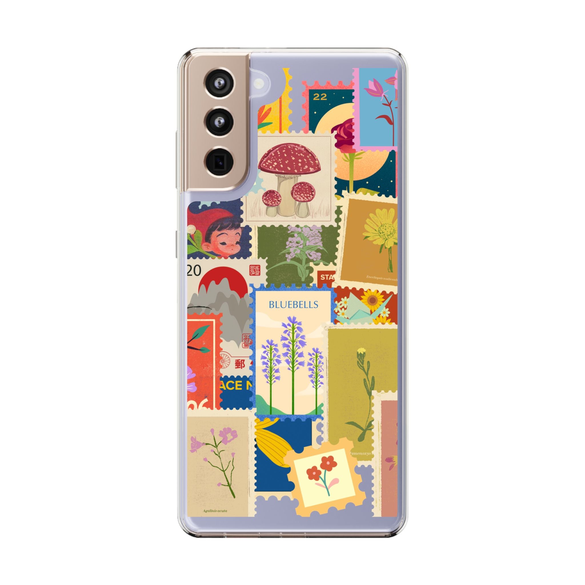 Clear Case — Vintage Floral Stamp Collage Phone Case