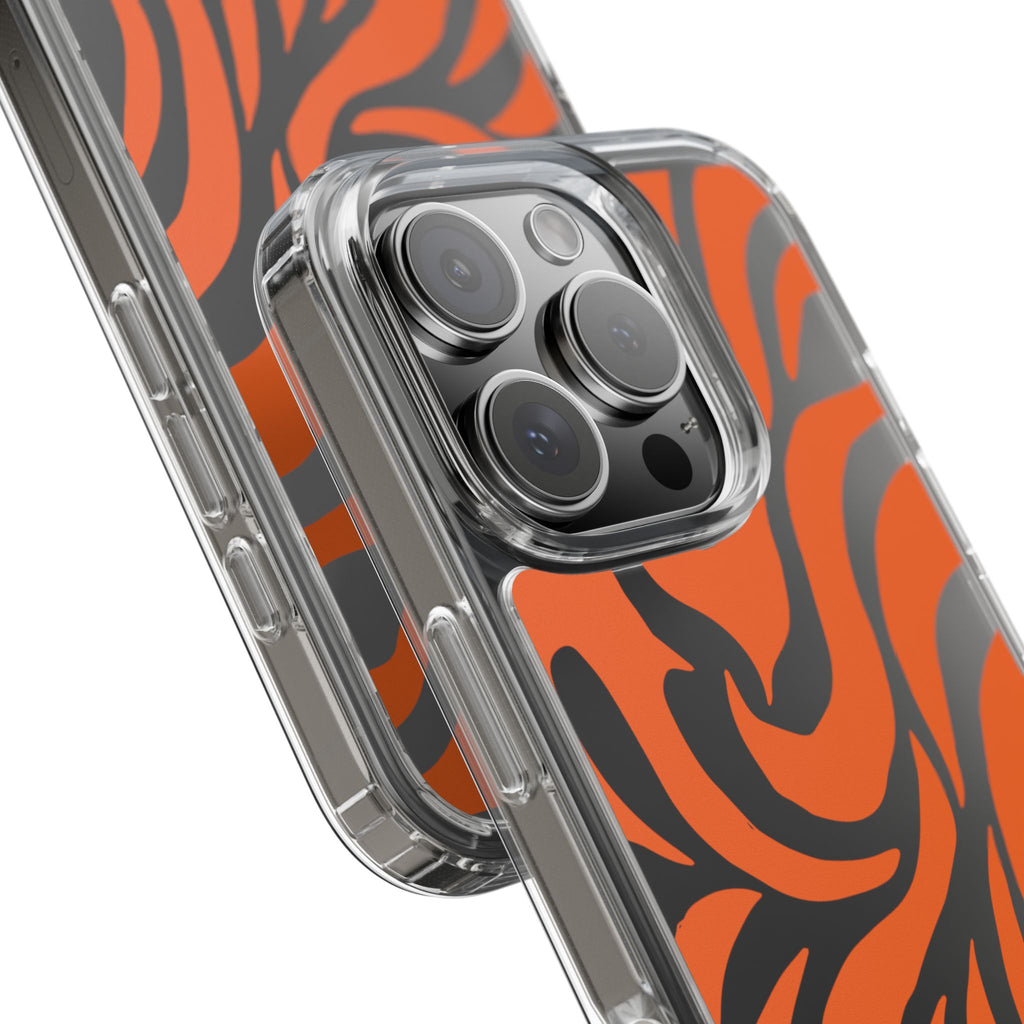 Orange Tiger Stripe Clear Phone Case — Bold Animal Print iPhone Cover