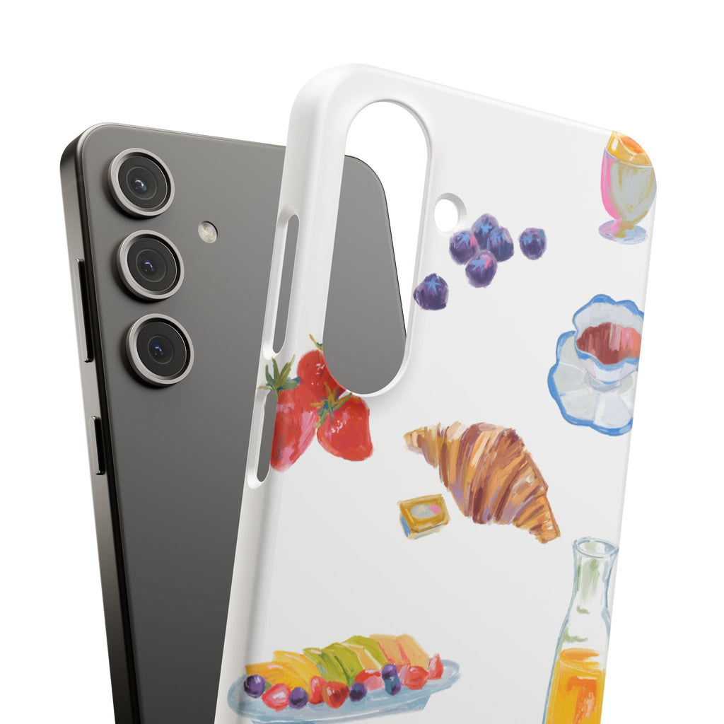 Phone Case — Watercolor Breakfast Pattern (croissant, berries, juice)