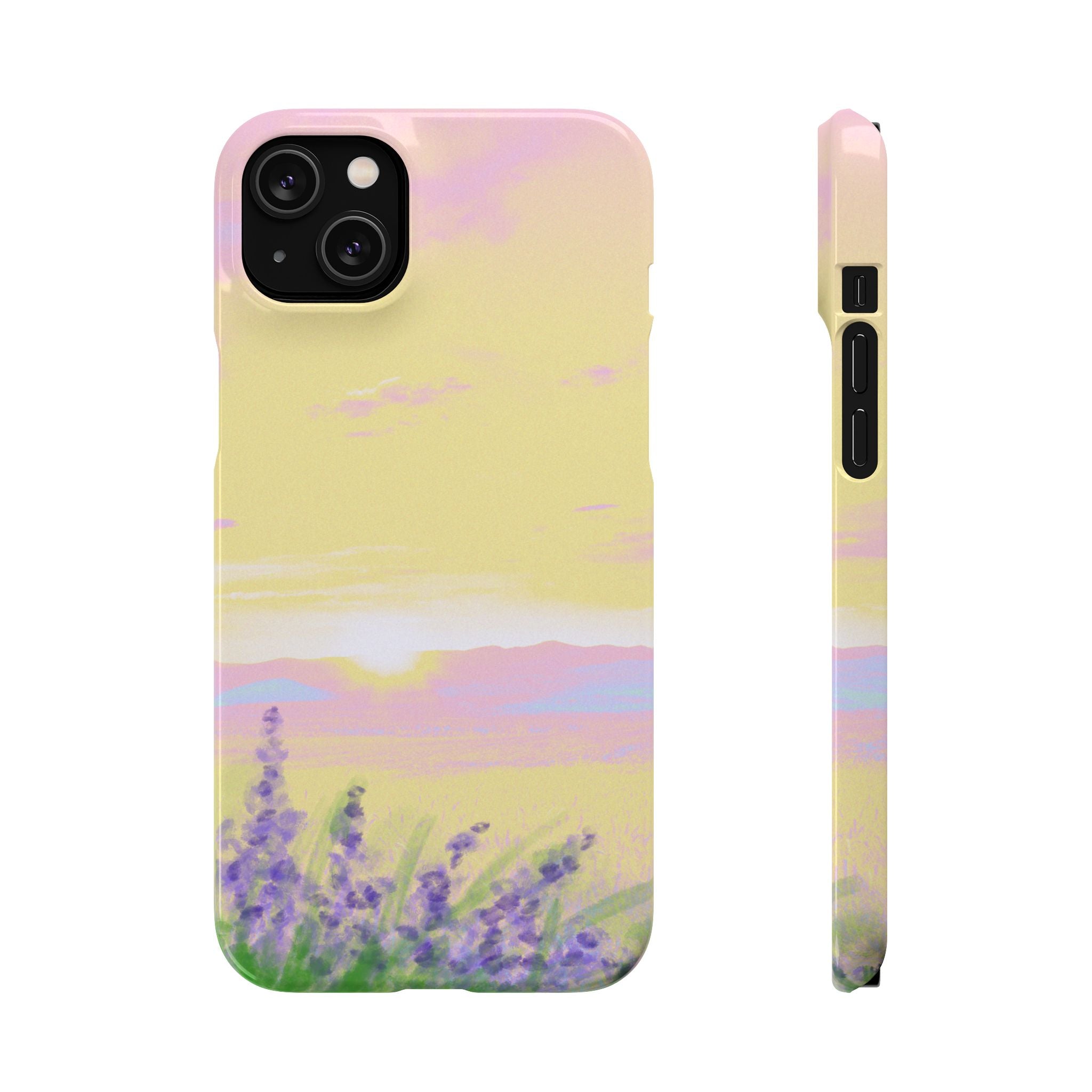Pastel Lavender Field Phone Case — Sunset Sky Snap Case