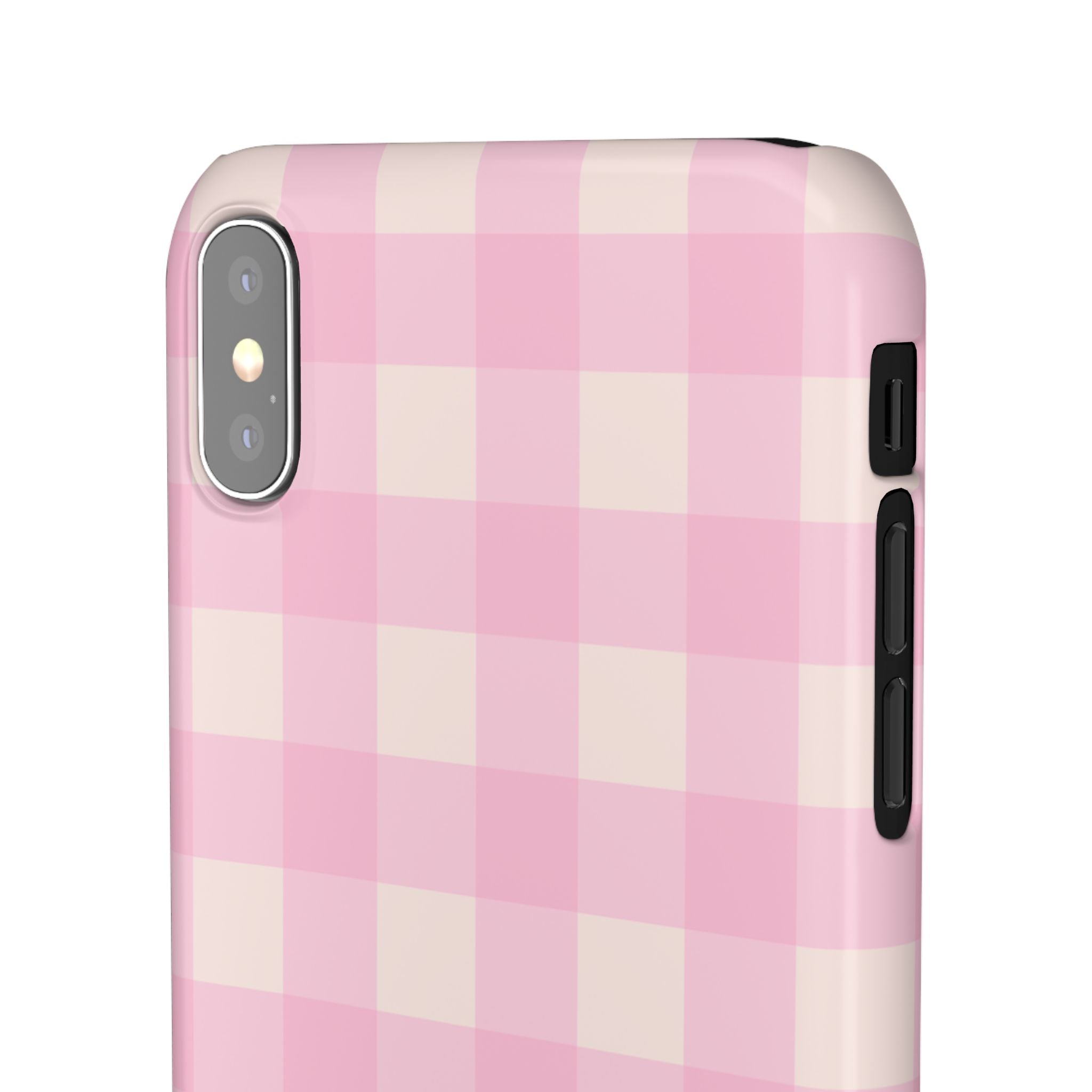 Pink Gingham Snap Phone Case - Cute Pastel Checkered iPhone Cover