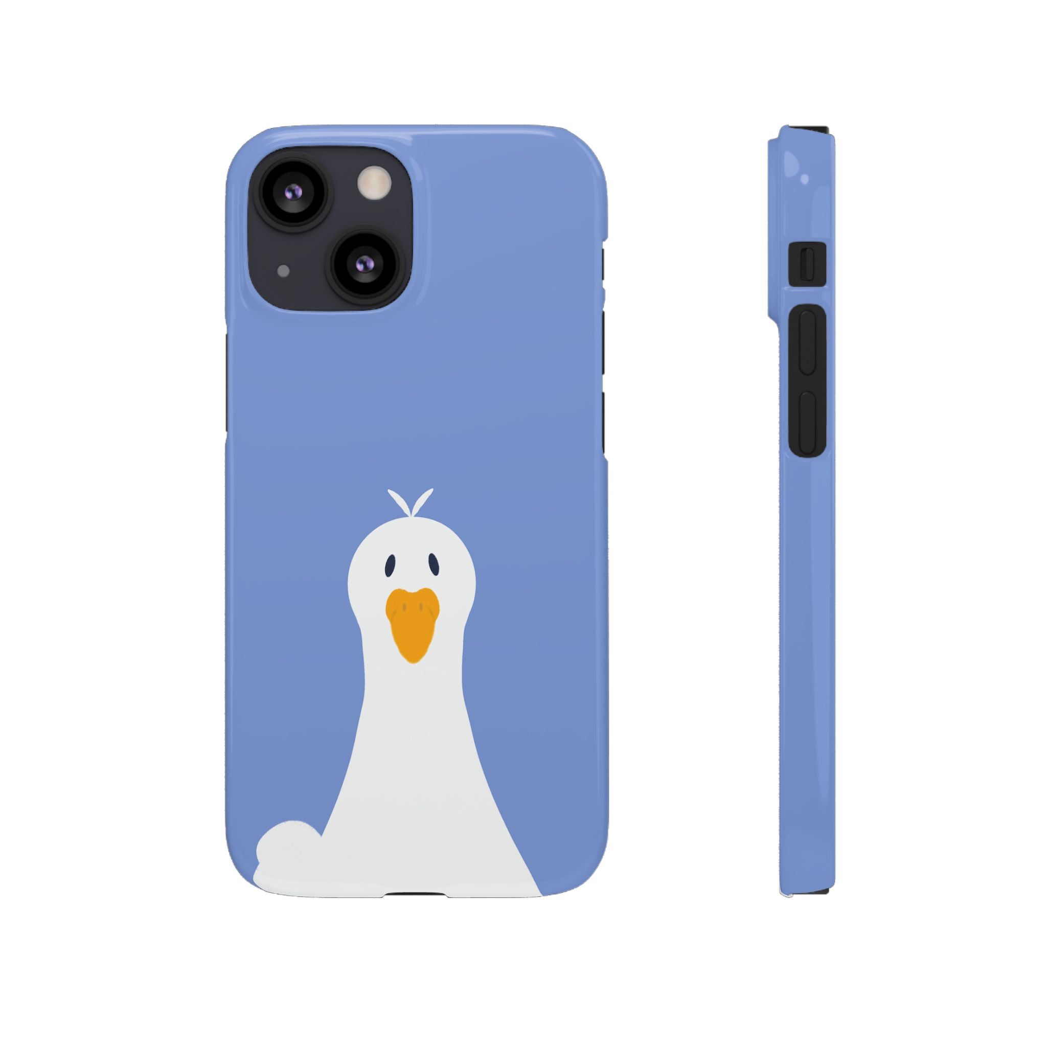 Cute Goose Phone Case – Blue Snap Phone Cover with Whimsical Bird Design