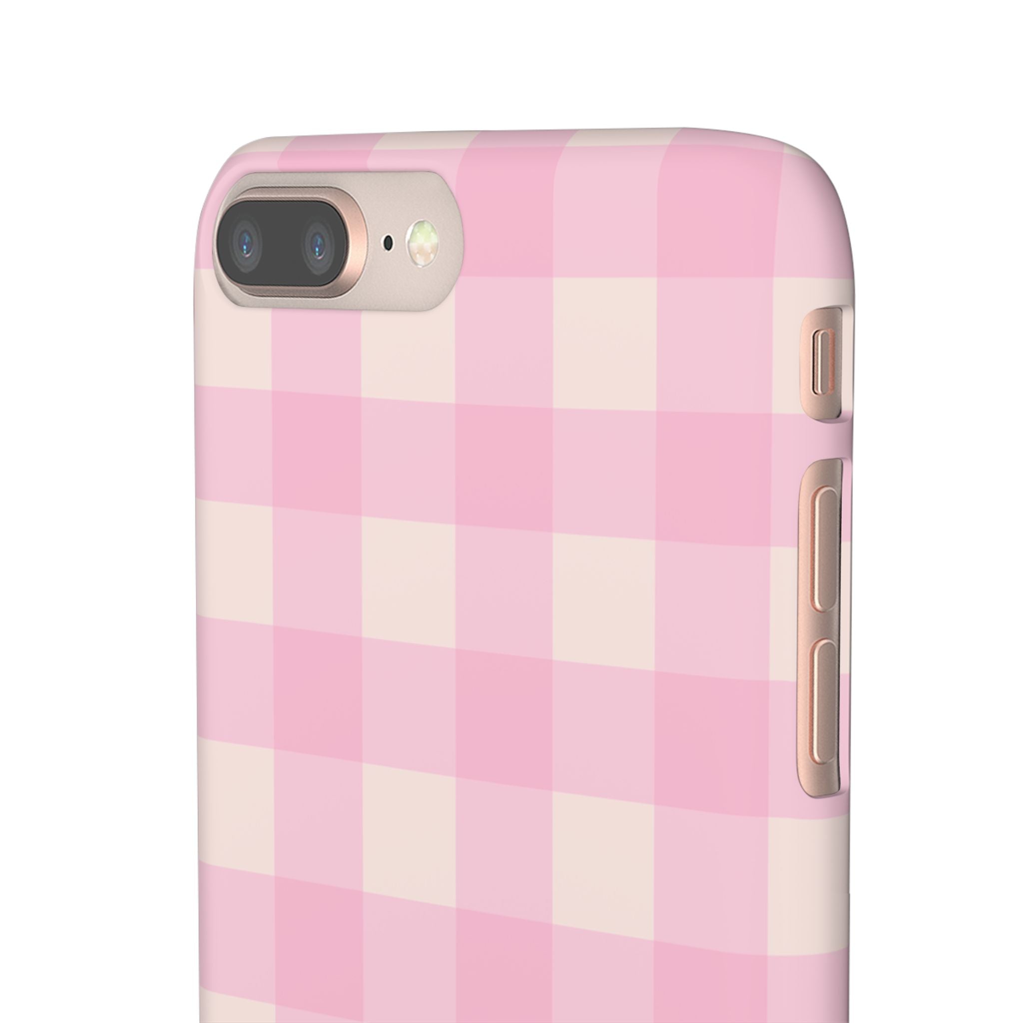 Pink Gingham Snap Phone Case - Cute Pastel Checkered iPhone Cover