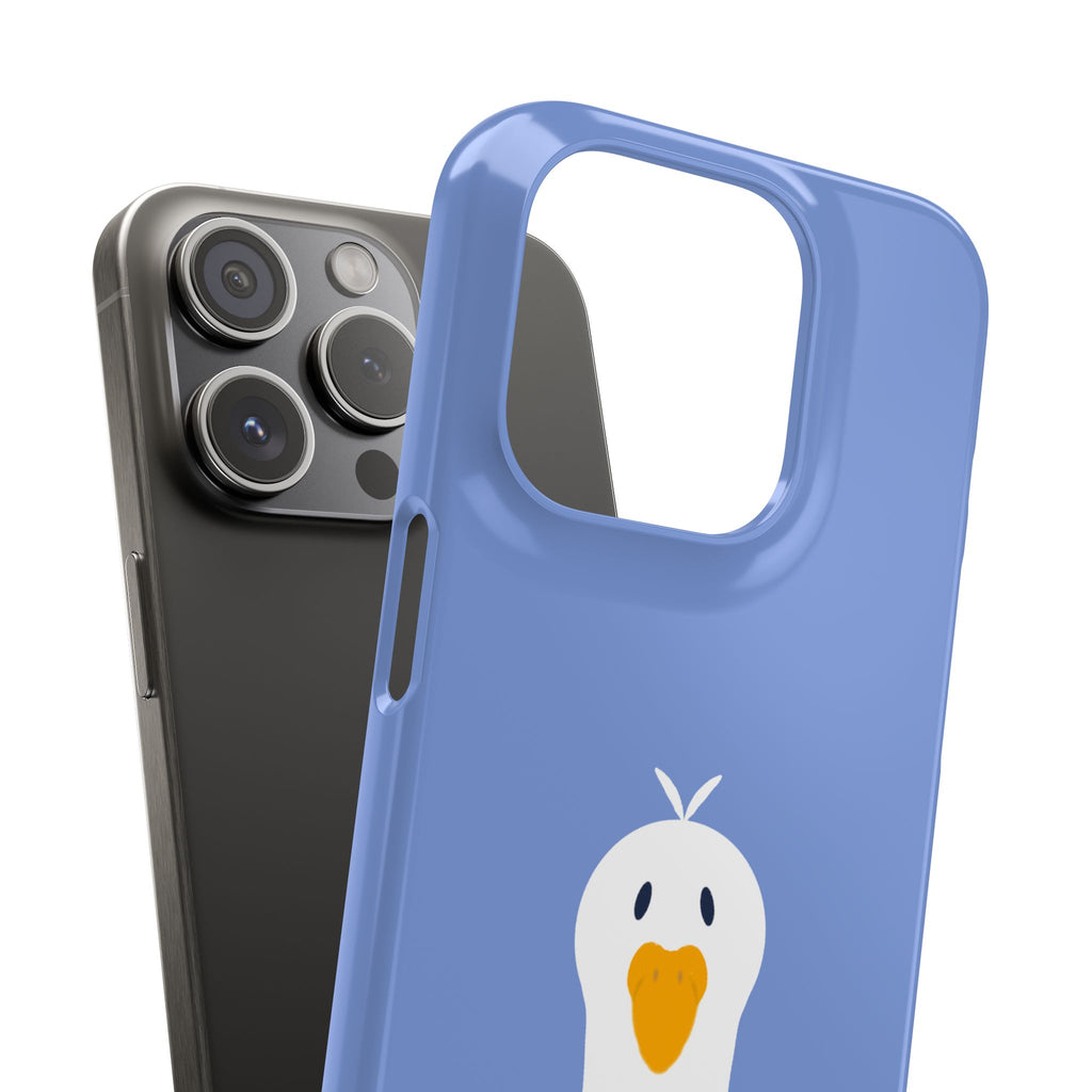 Cute Goose Phone Case – Blue Snap Phone Cover with Whimsical Bird Design