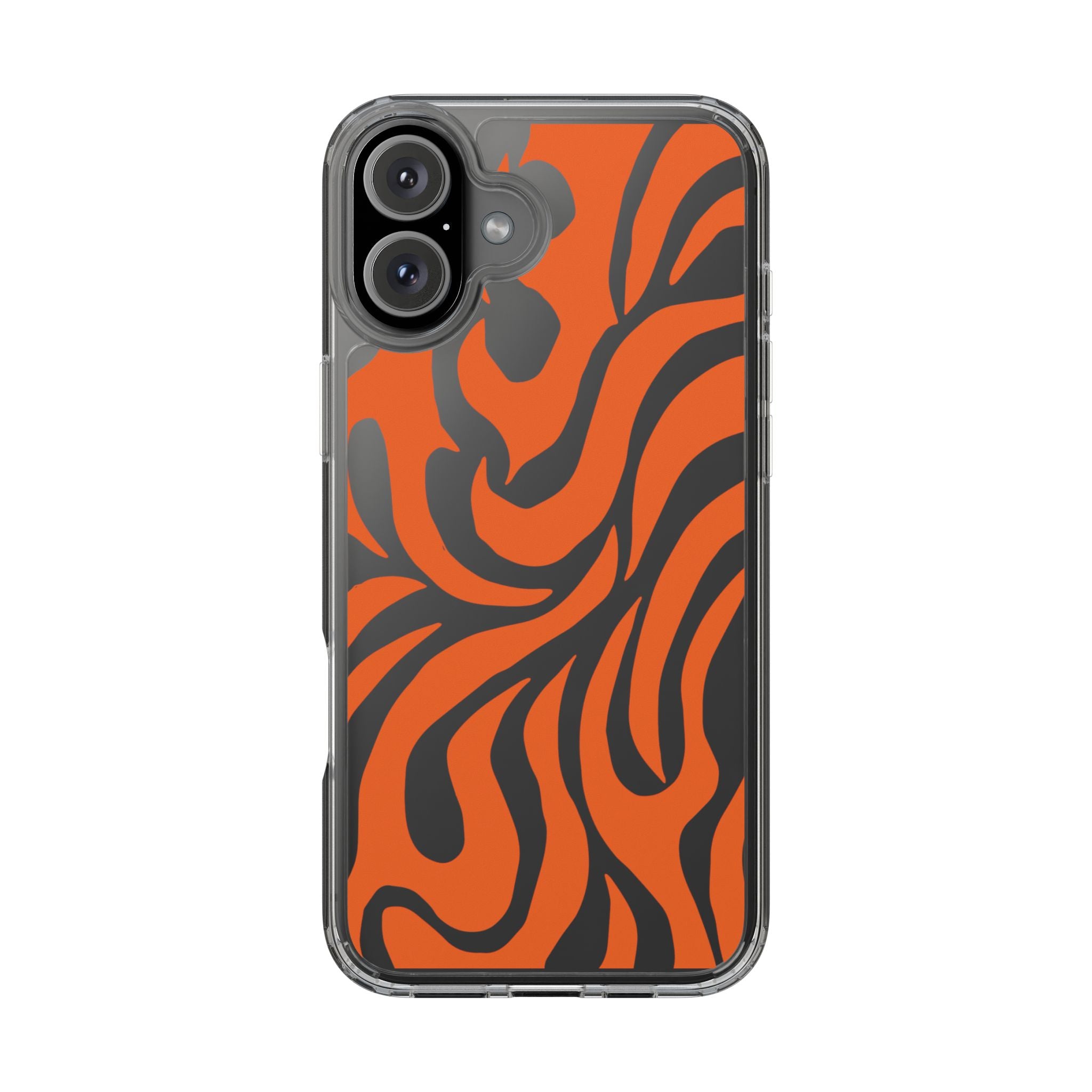 Orange Tiger Stripe Clear Phone Case — Bold Animal Print iPhone Cover