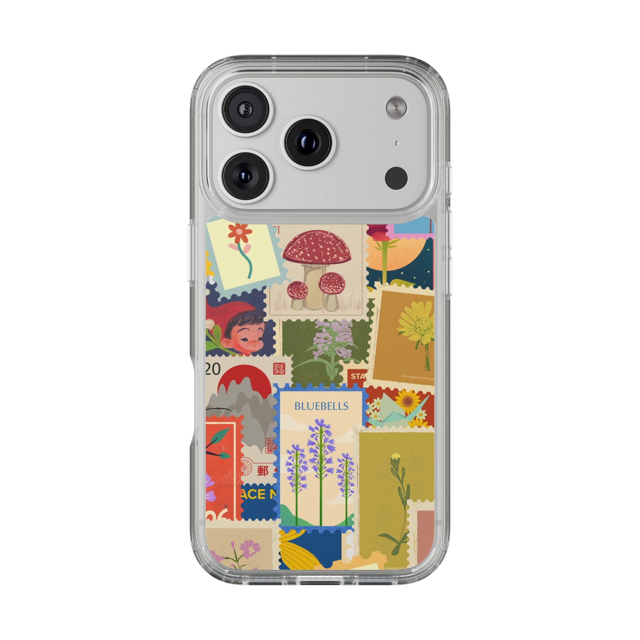 Clear Case — Vintage Floral Stamp Collage Phone Case