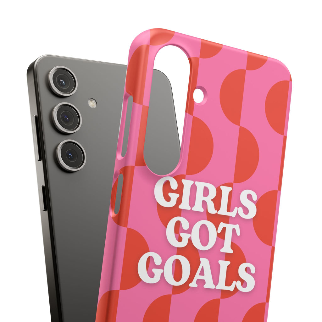 Girls Got Goals Phone Case - Retro Pink Red Motivational Snap Case