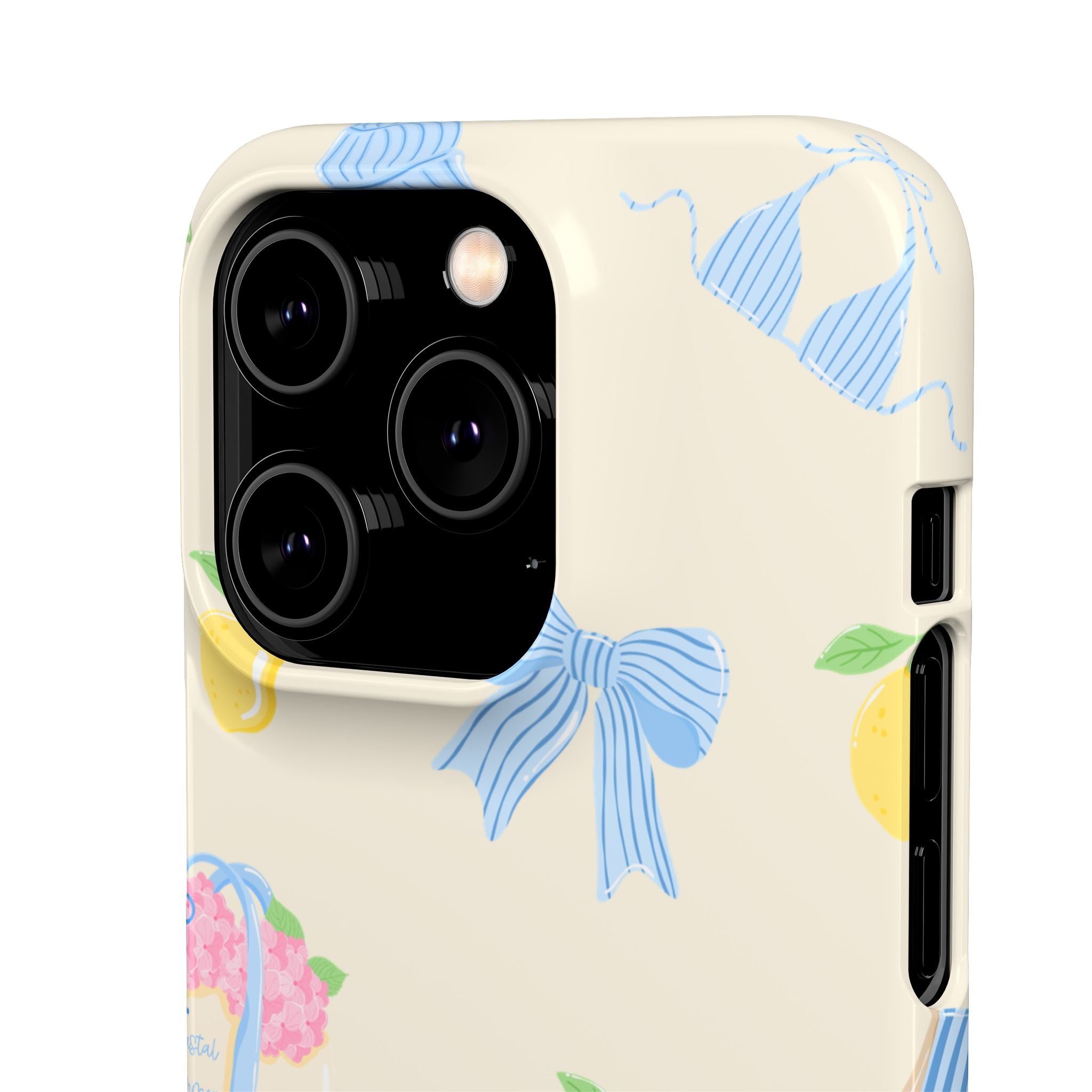 Cute Lemon & Beach Pattern Phone Case — Pastel Summer Snap Case