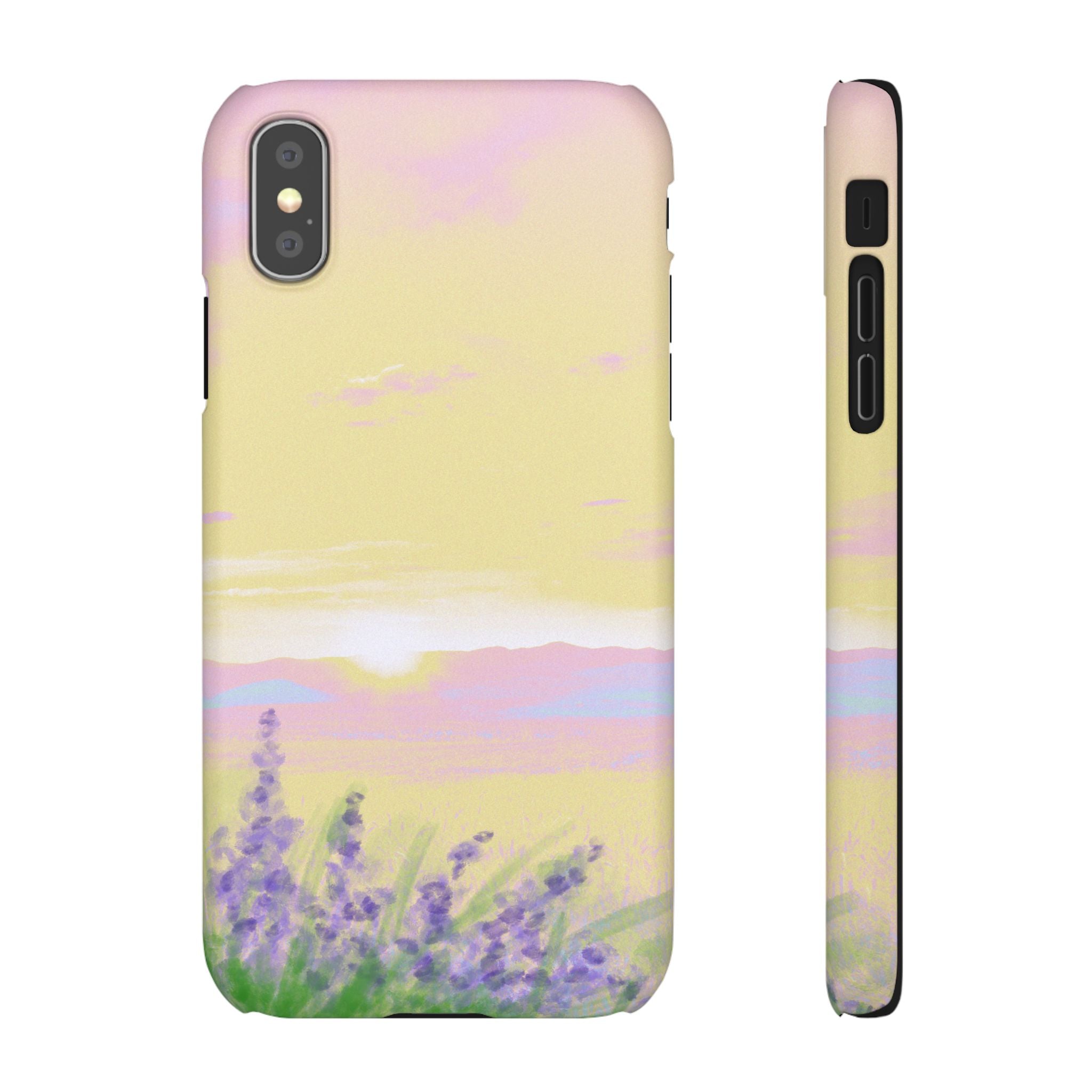 Pastel Lavender Field Phone Case — Sunset Sky Snap Case