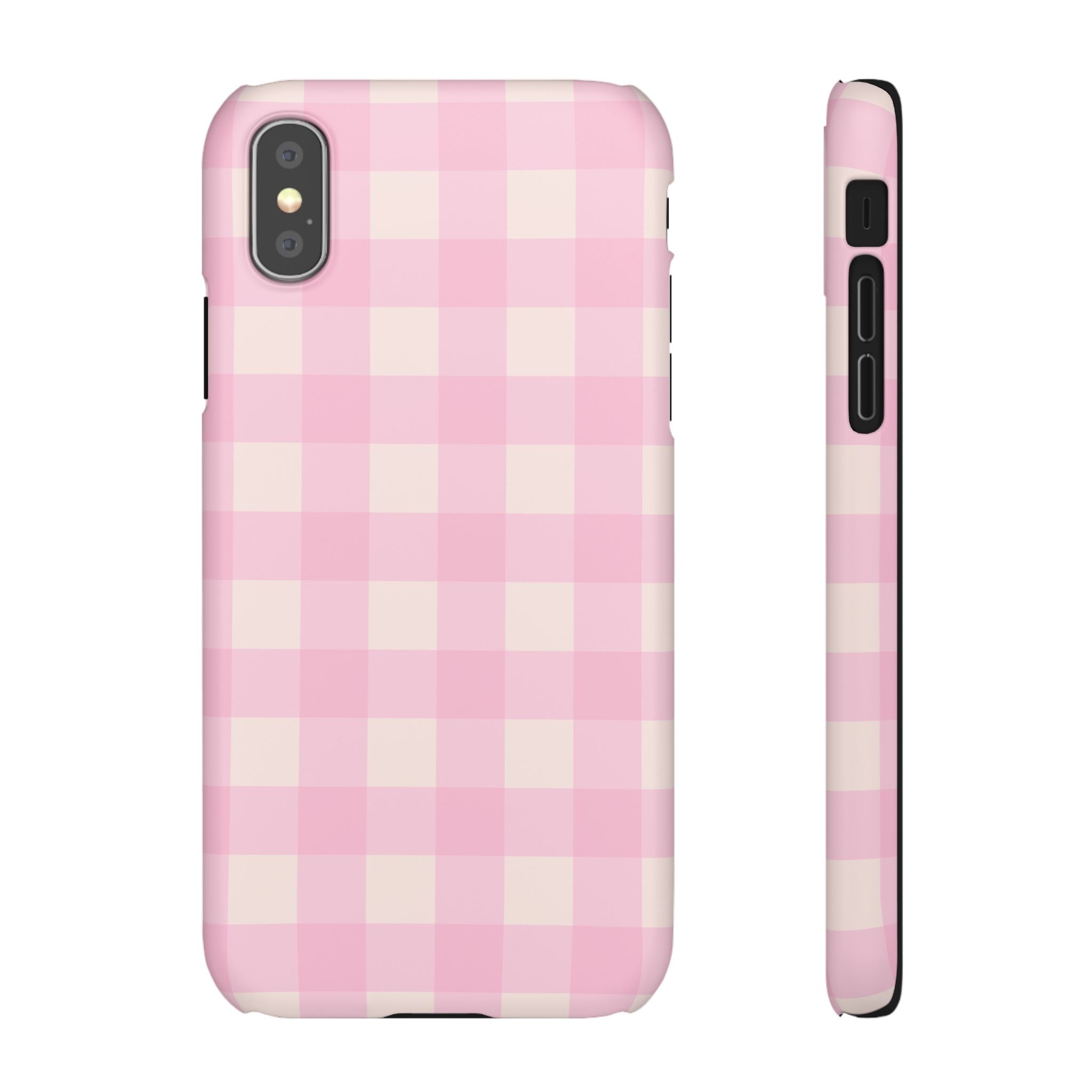 Pink Gingham Snap Phone Case - Cute Pastel Checkered iPhone Cover
