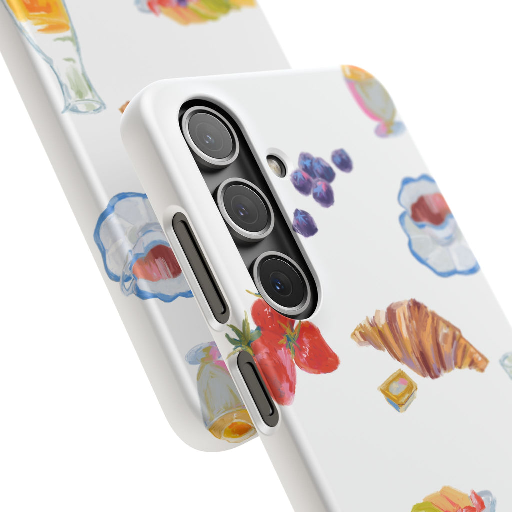 Phone Case — Watercolor Breakfast Pattern (croissant, berries, juice)