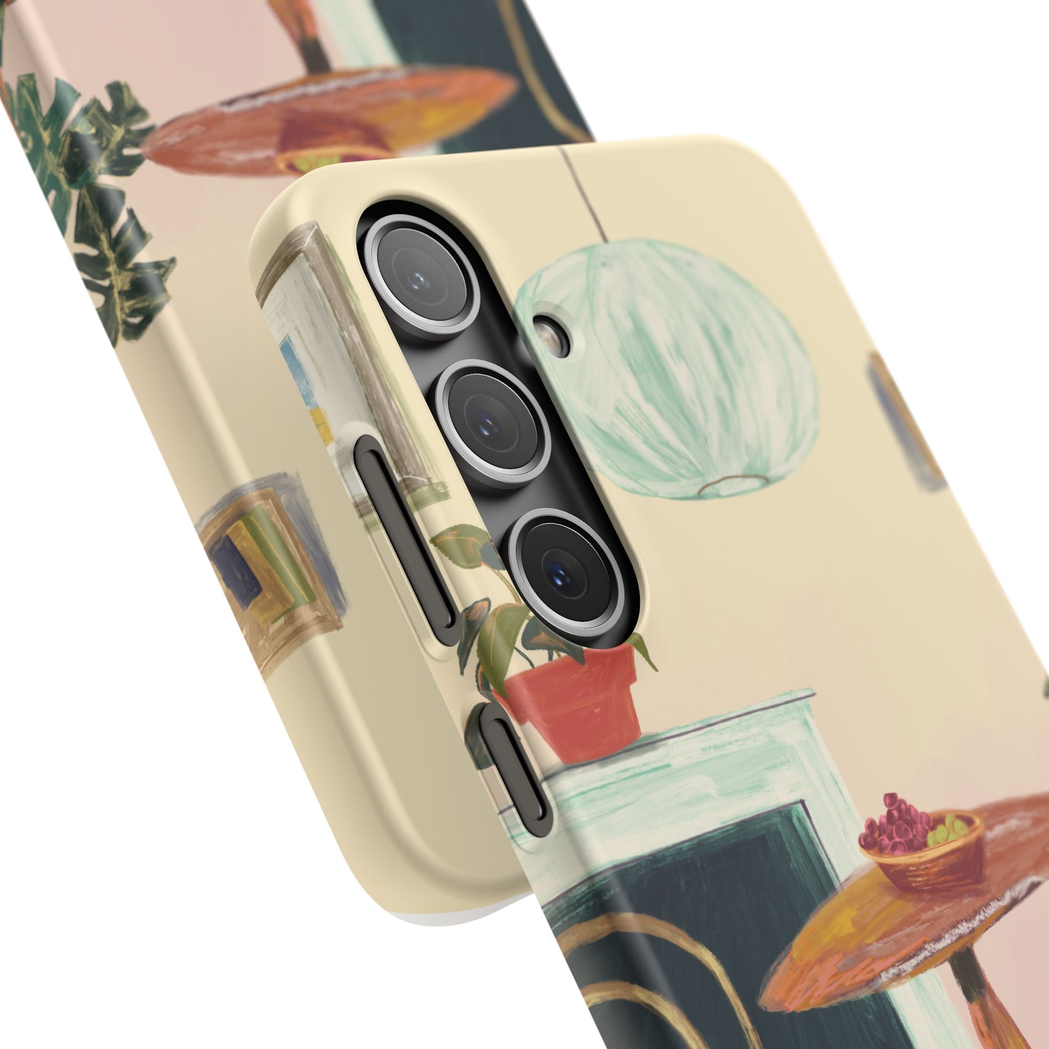 Vintage Bistro Phone Case — Cozy Cafe Interior Illustration Snap Case
