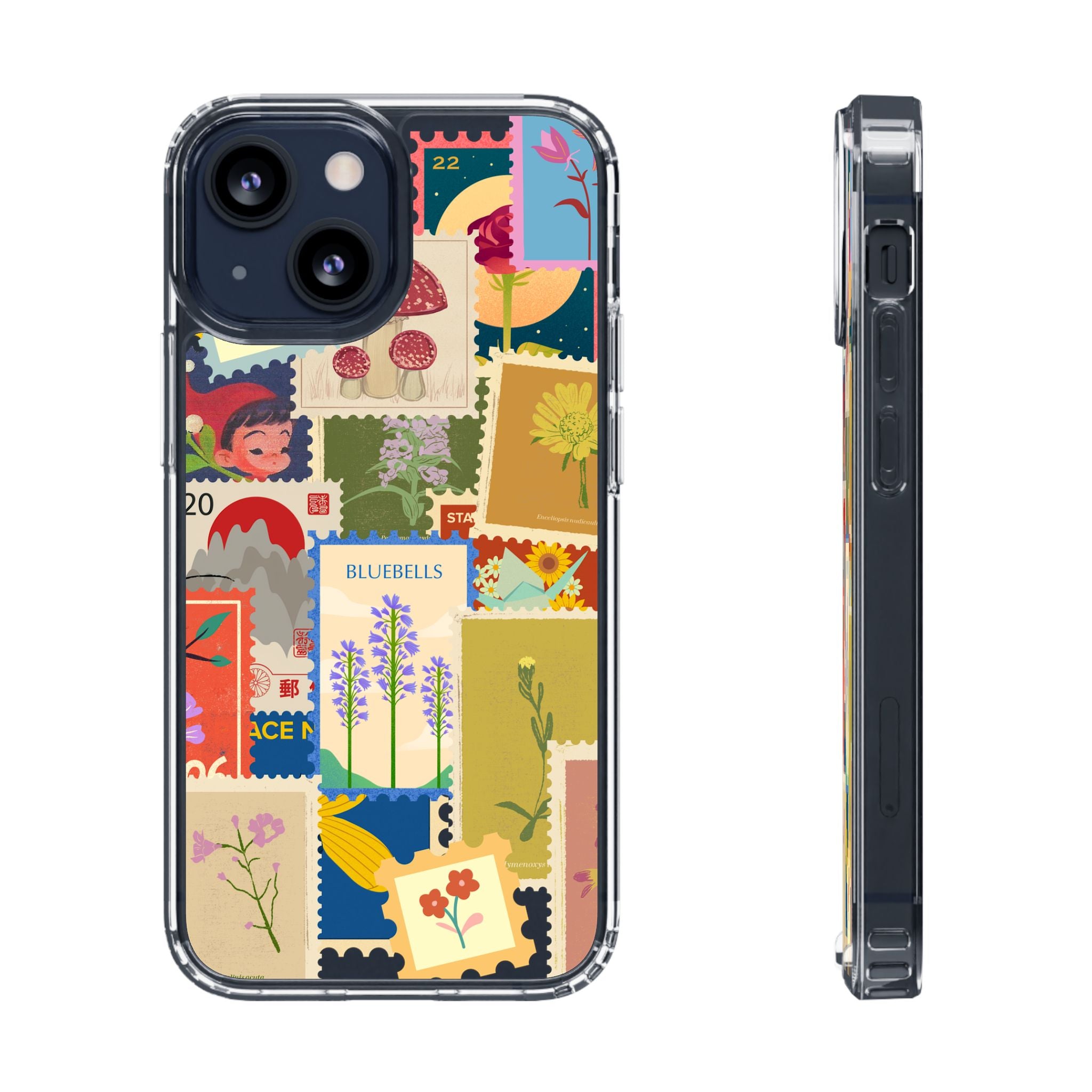 Clear Case — Vintage Floral Stamp Collage Phone Case