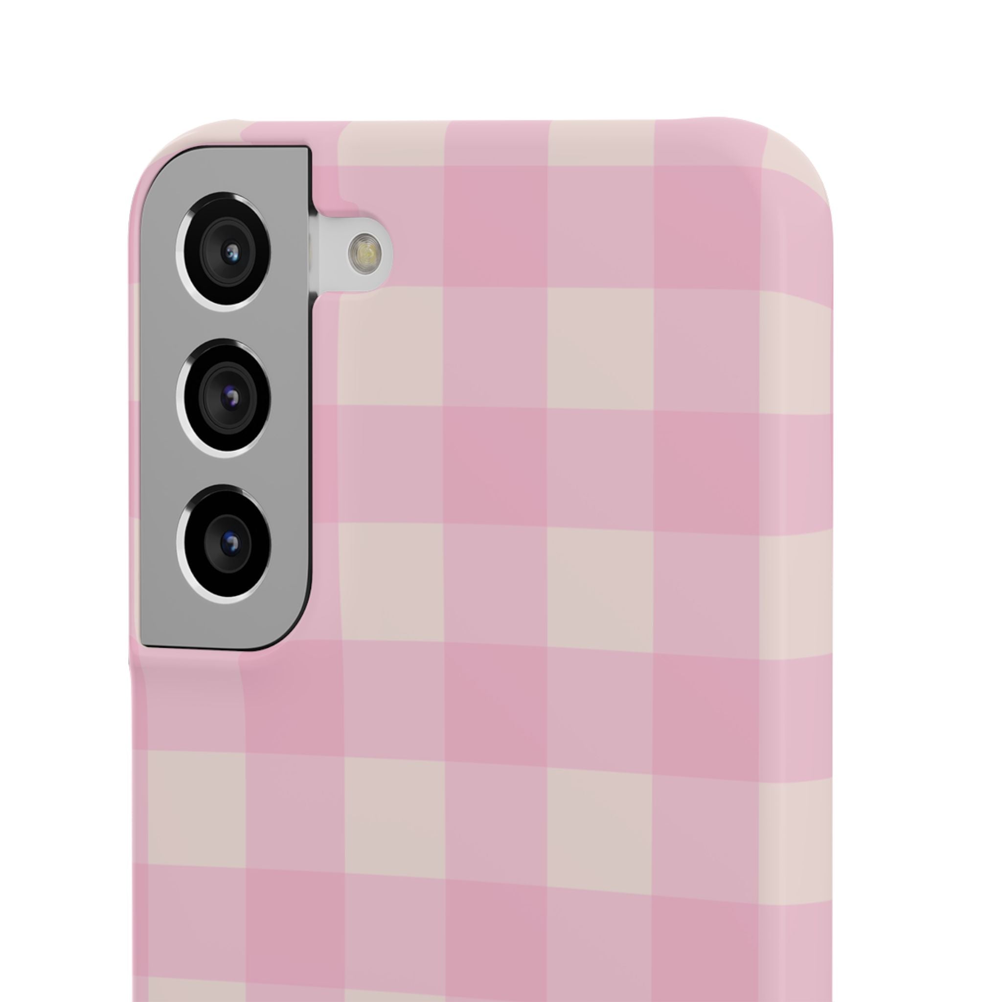 Pink Gingham Snap Phone Case - Cute Pastel Checkered iPhone Cover