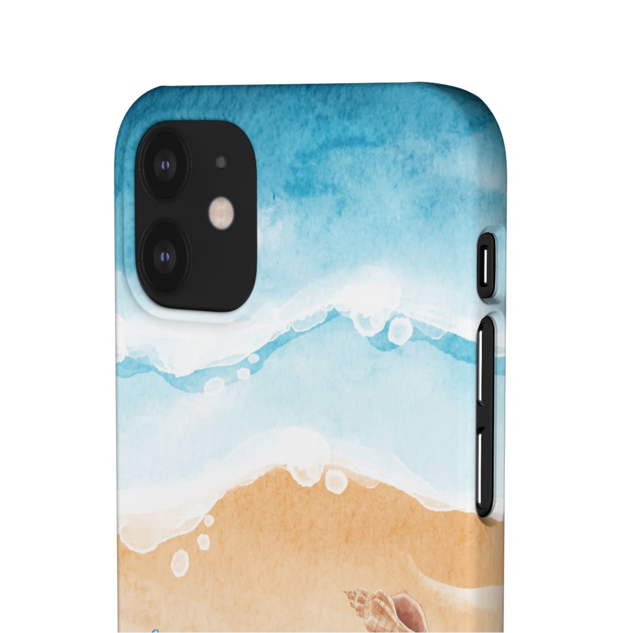 Beach Scene Phone Case — Watercolor Sand, Seashells & Crabs
