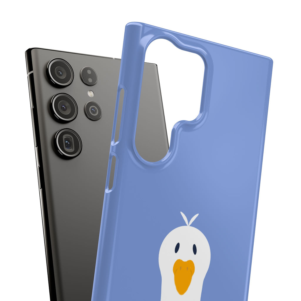 Cute Goose Phone Case – Blue Snap Phone Cover with Whimsical Bird Design