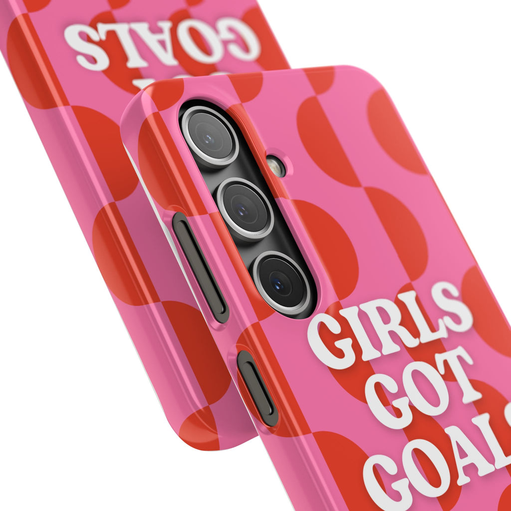 Girls Got Goals Phone Case - Retro Pink Red Motivational Snap Case