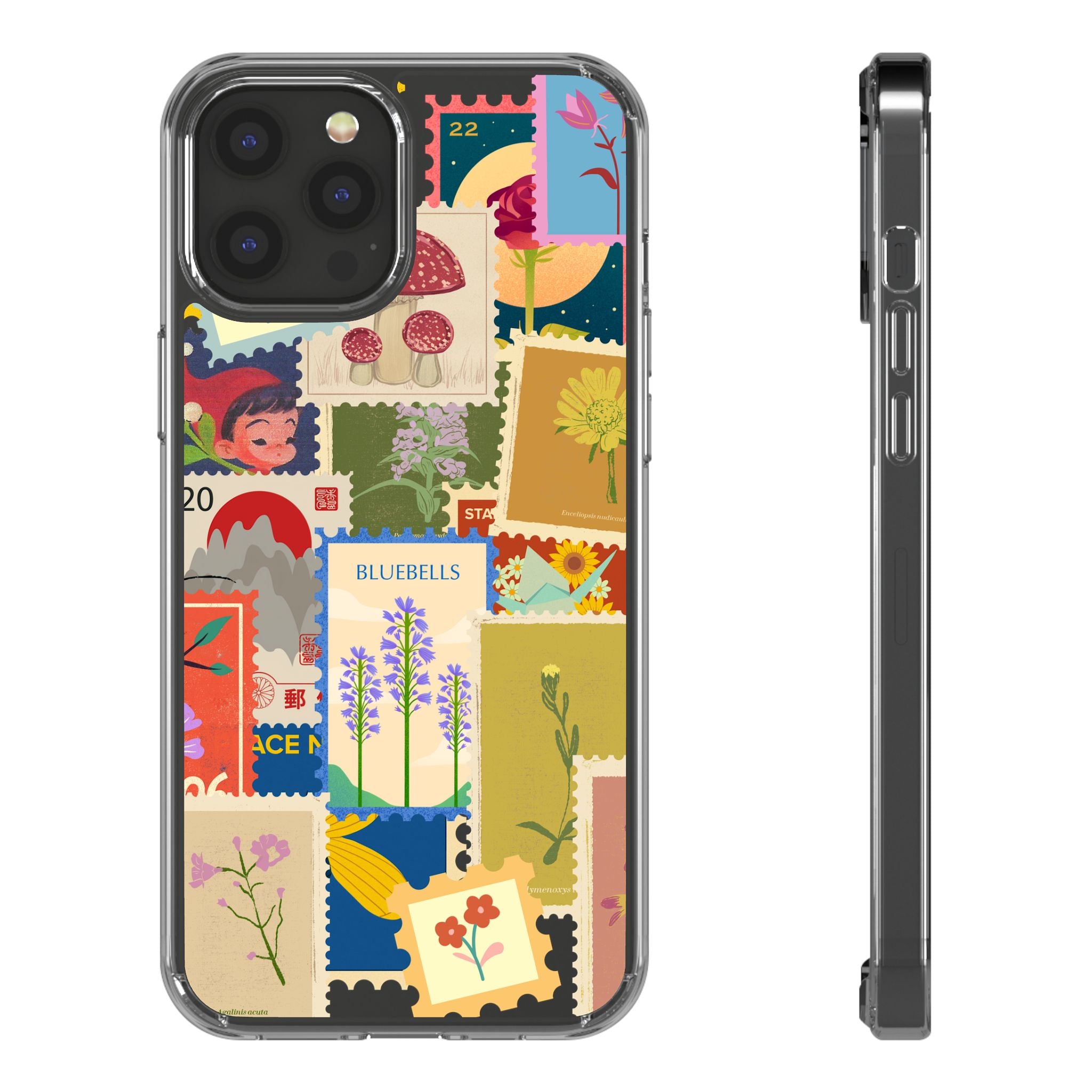 Clear Case — Vintage Floral Stamp Collage Phone Case