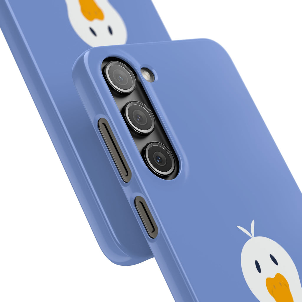 Cute Goose Phone Case – Blue Snap Phone Cover with Whimsical Bird Design