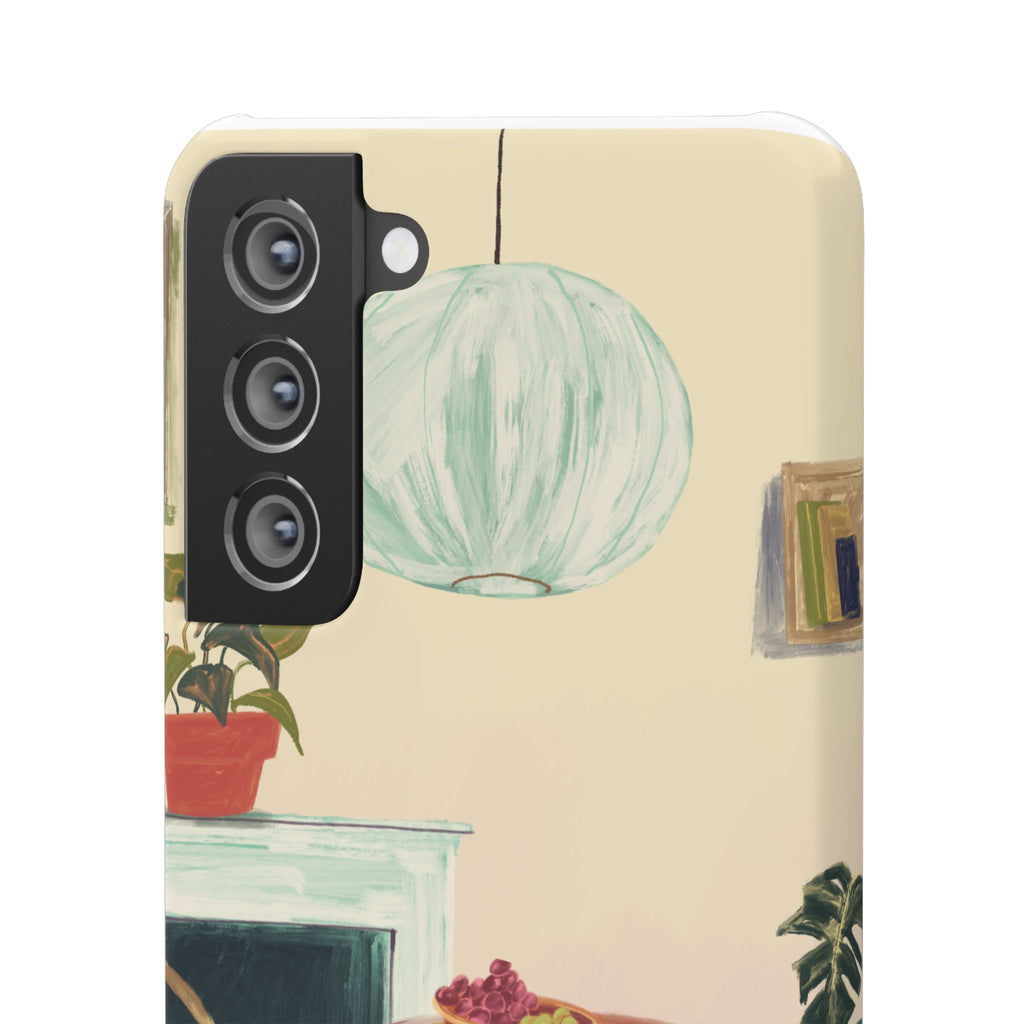 Vintage Bistro Phone Case — Cozy Cafe Interior Illustration Snap Case