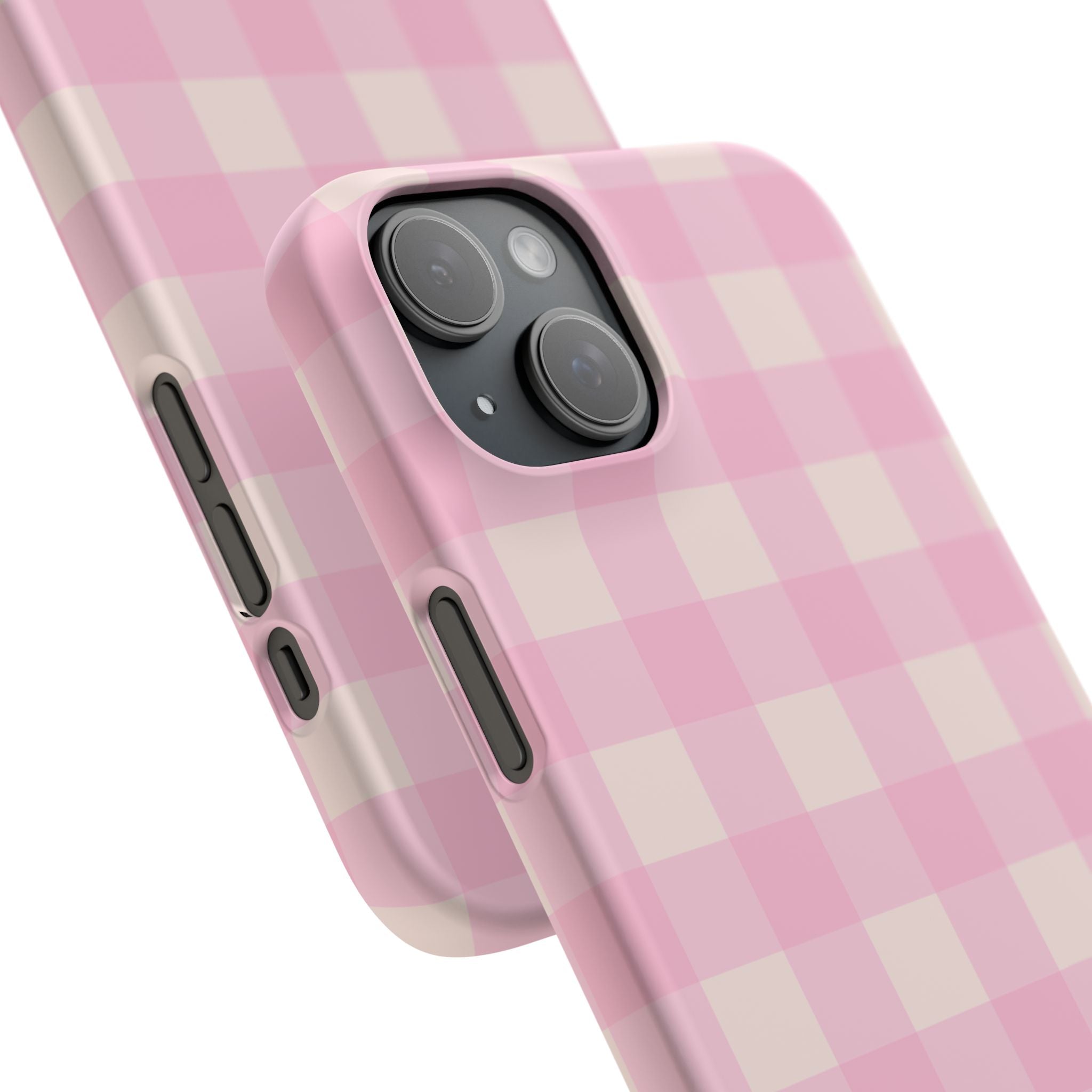 Pink Gingham Snap Phone Case - Cute Pastel Checkered iPhone Cover
