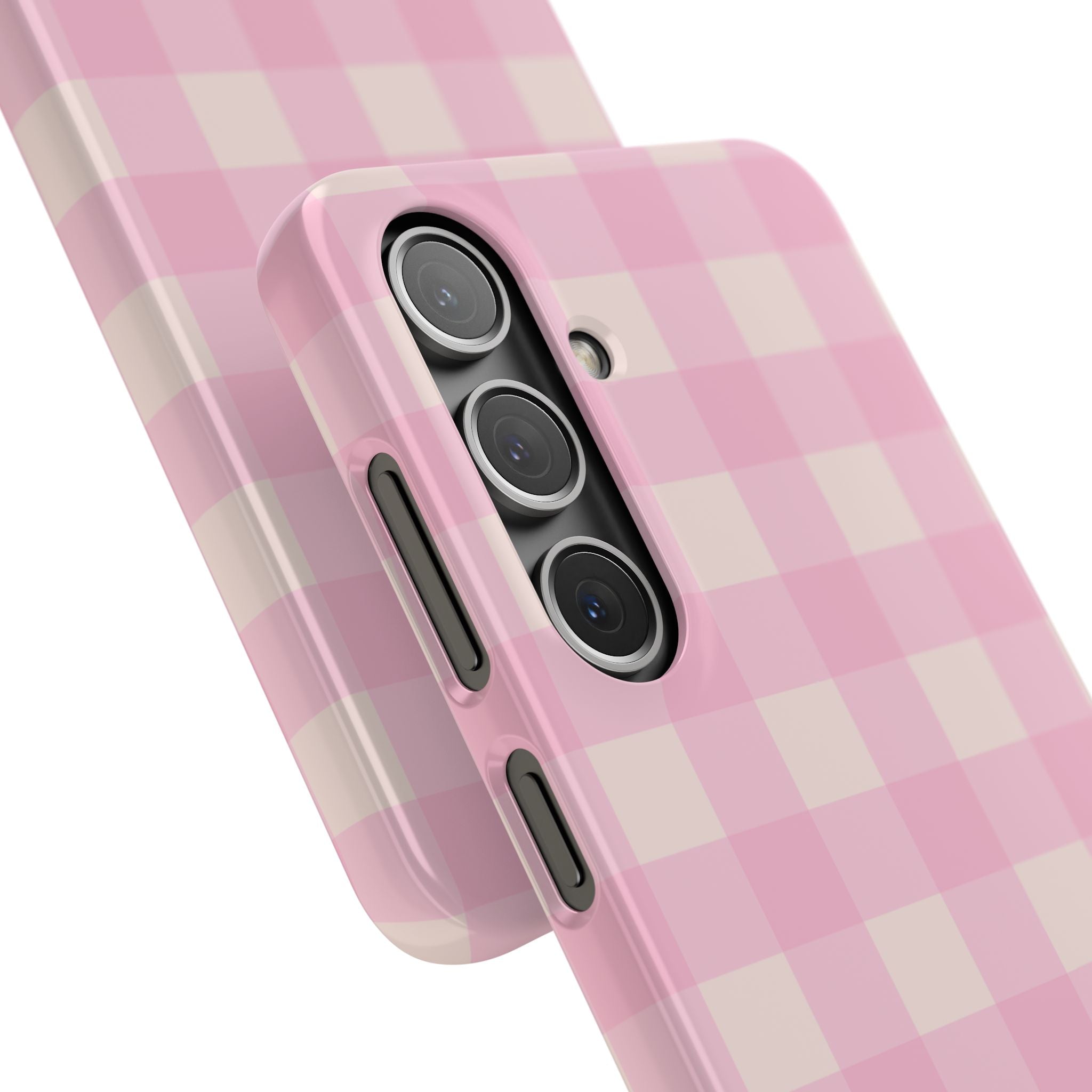 Pink Gingham Snap Phone Case - Cute Pastel Checkered iPhone Cover