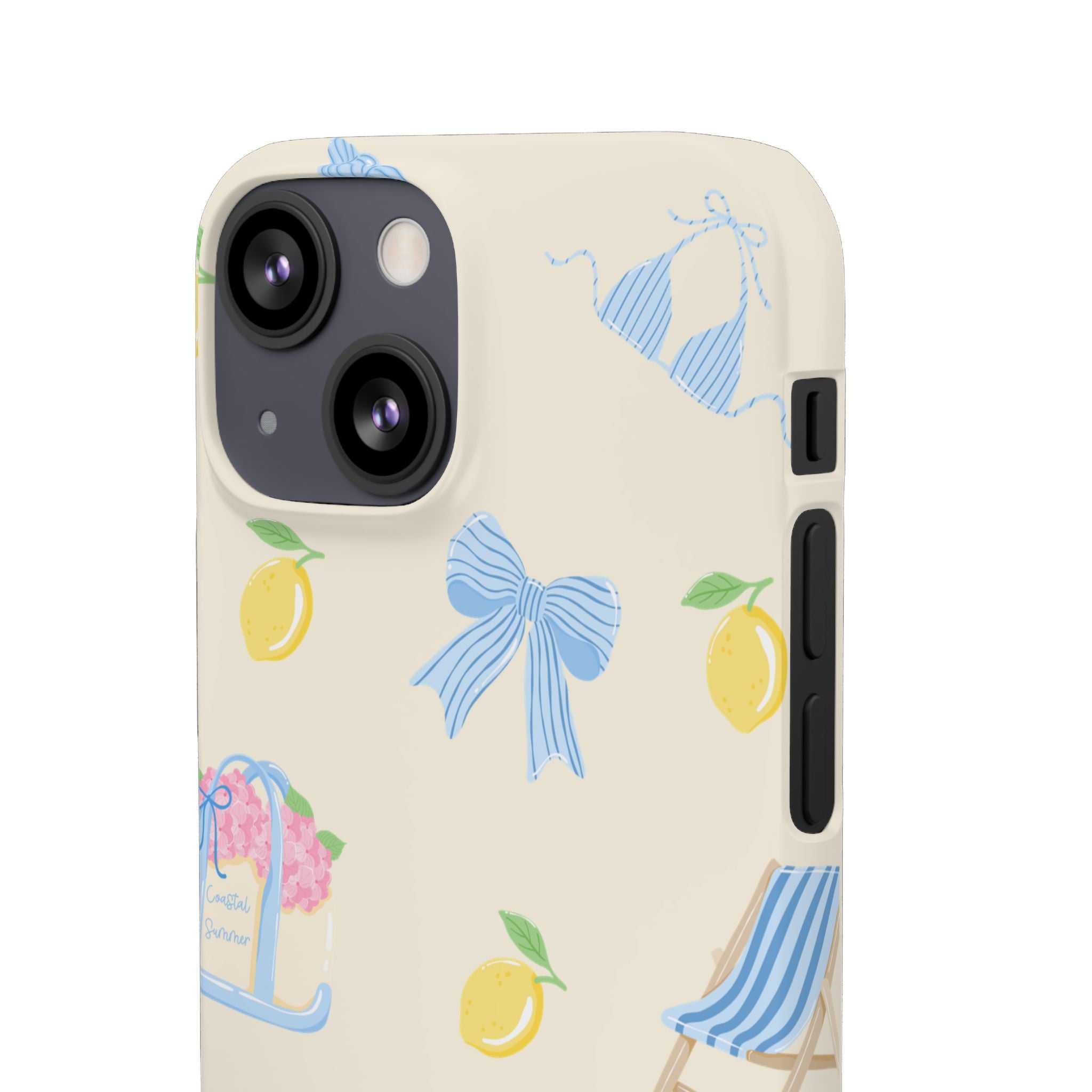 Cute Lemon & Beach Pattern Phone Case — Pastel Summer Snap Case