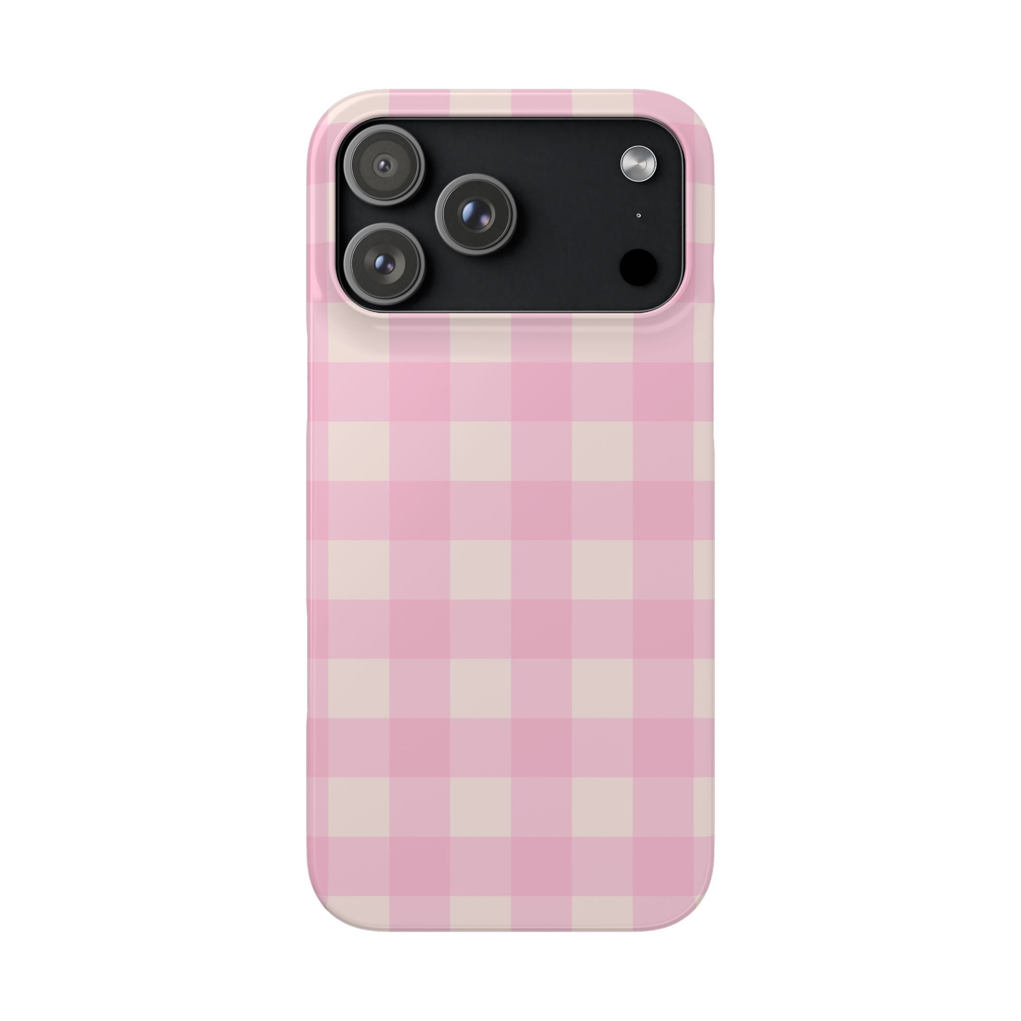 Pink Gingham Snap Phone Case - Cute Pastel Checkered iPhone Cover