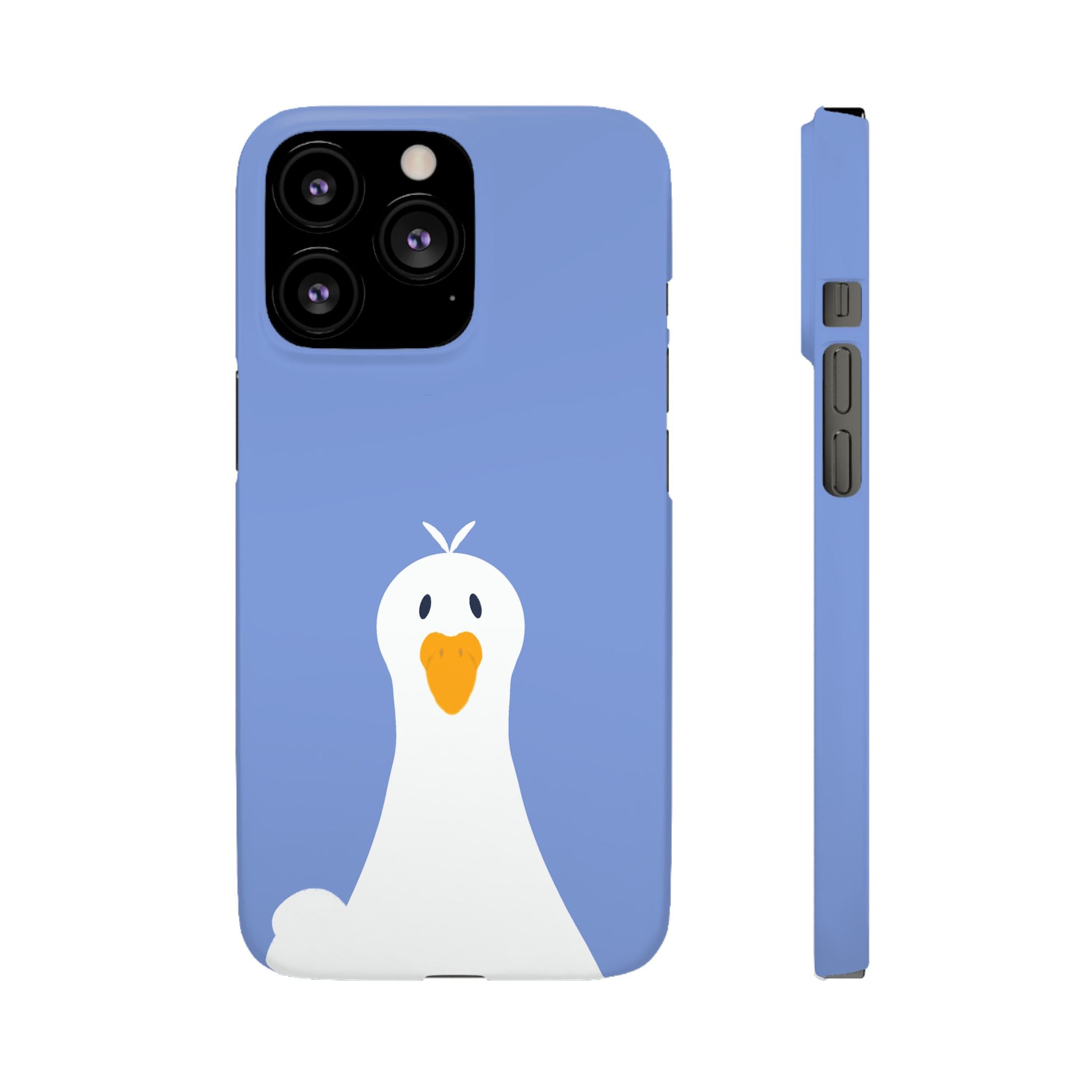 Cute Goose Phone Case – Blue Snap Phone Cover with Whimsical Bird Design