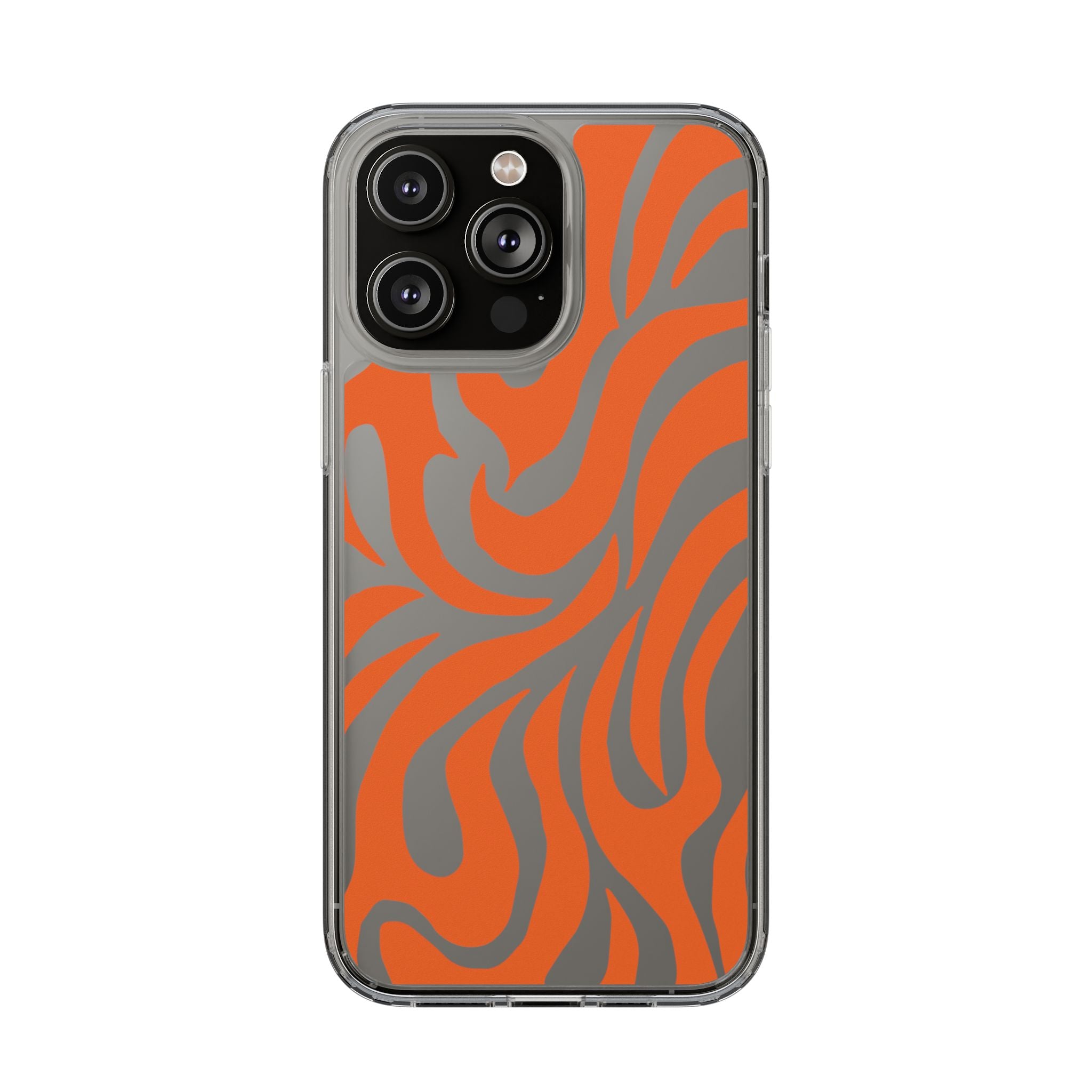Orange Tiger Stripe Clear Phone Case — Bold Animal Print iPhone Cover