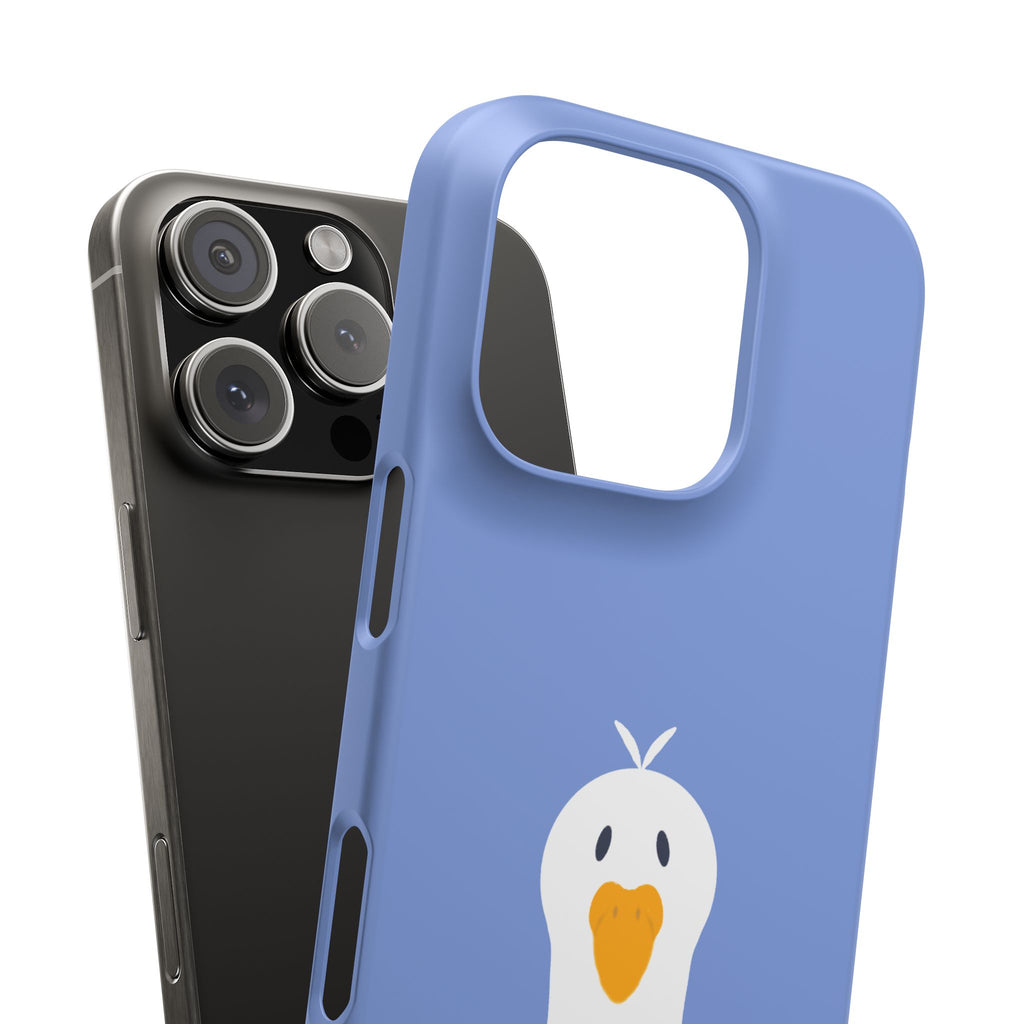 Cute Goose Phone Case – Blue Snap Phone Cover with Whimsical Bird Design