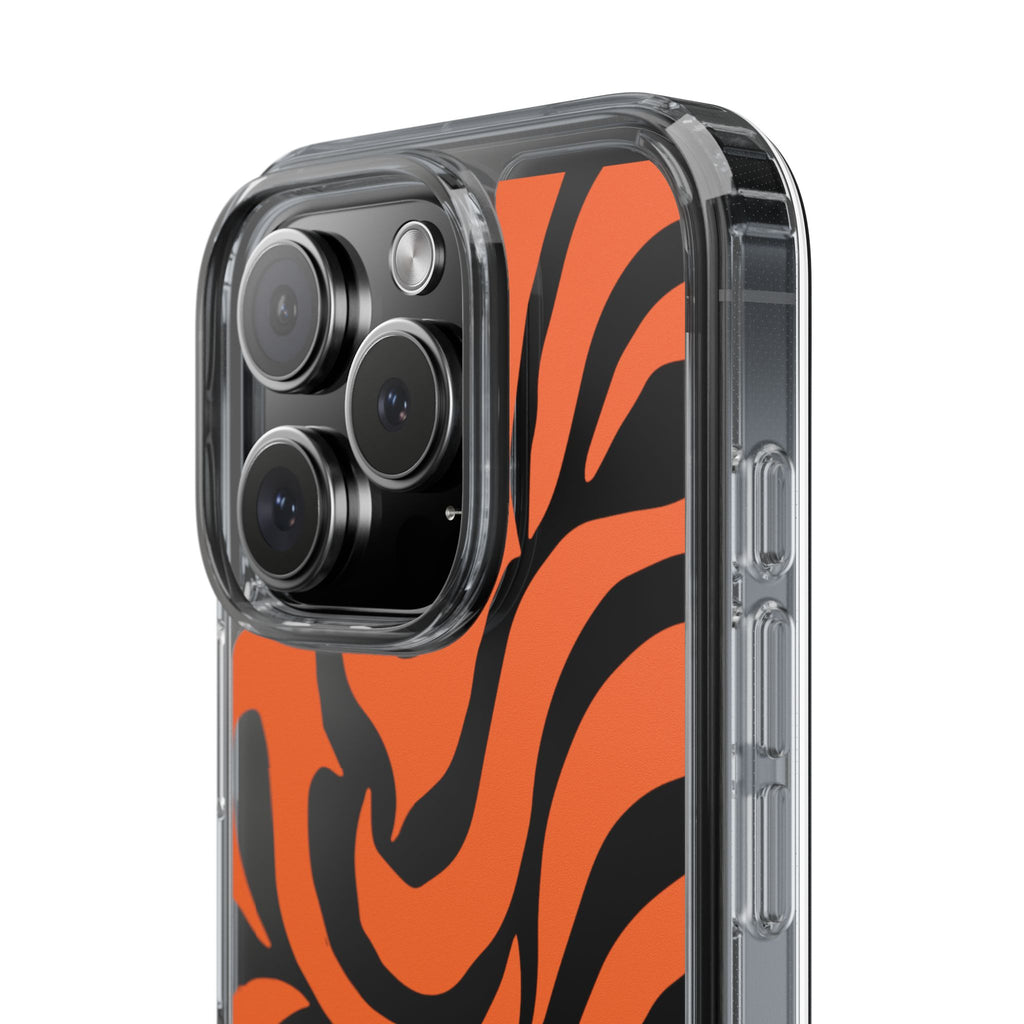 Orange Tiger Stripe Clear Phone Case — Bold Animal Print iPhone Cover