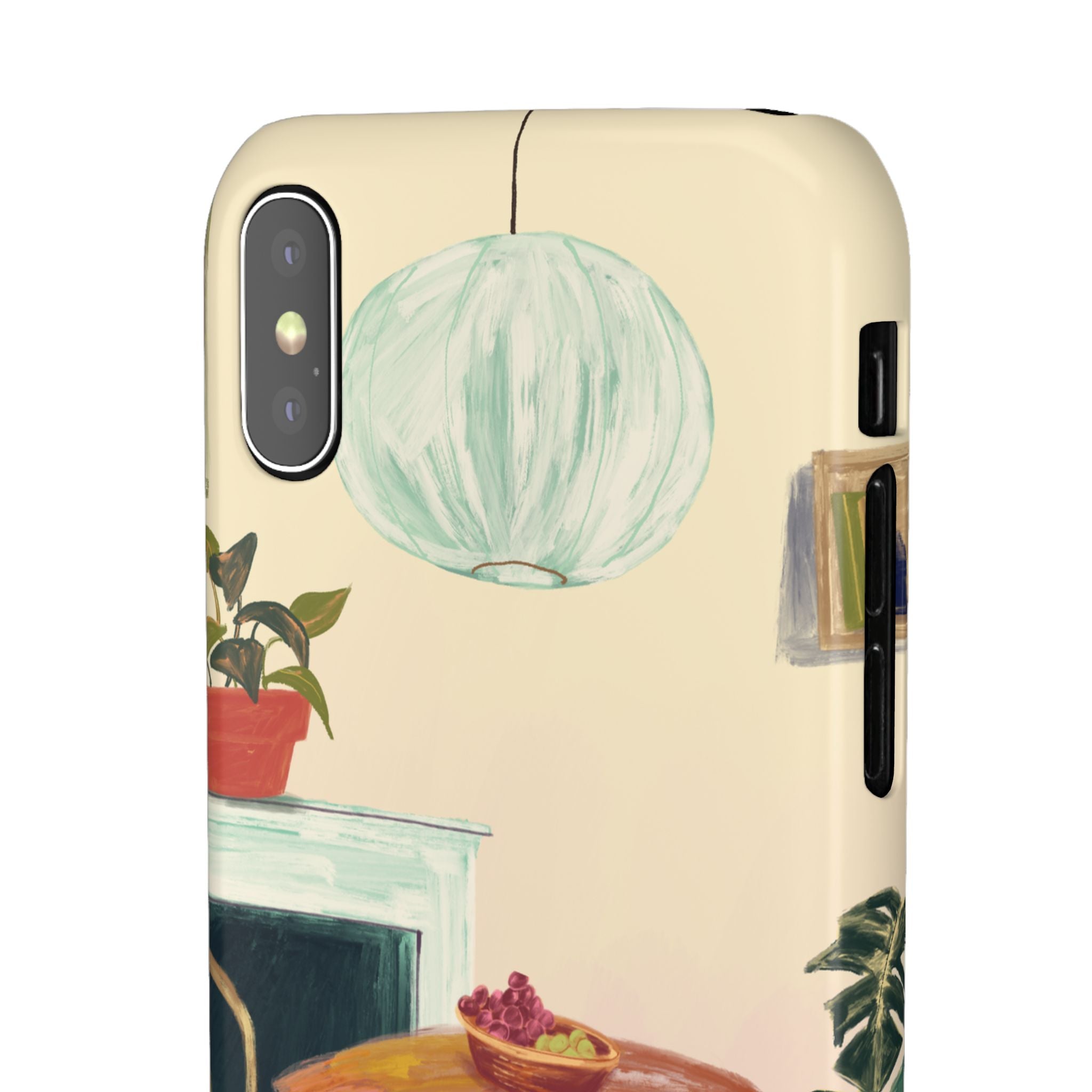 Vintage Bistro Phone Case — Cozy Cafe Interior Illustration Snap Case