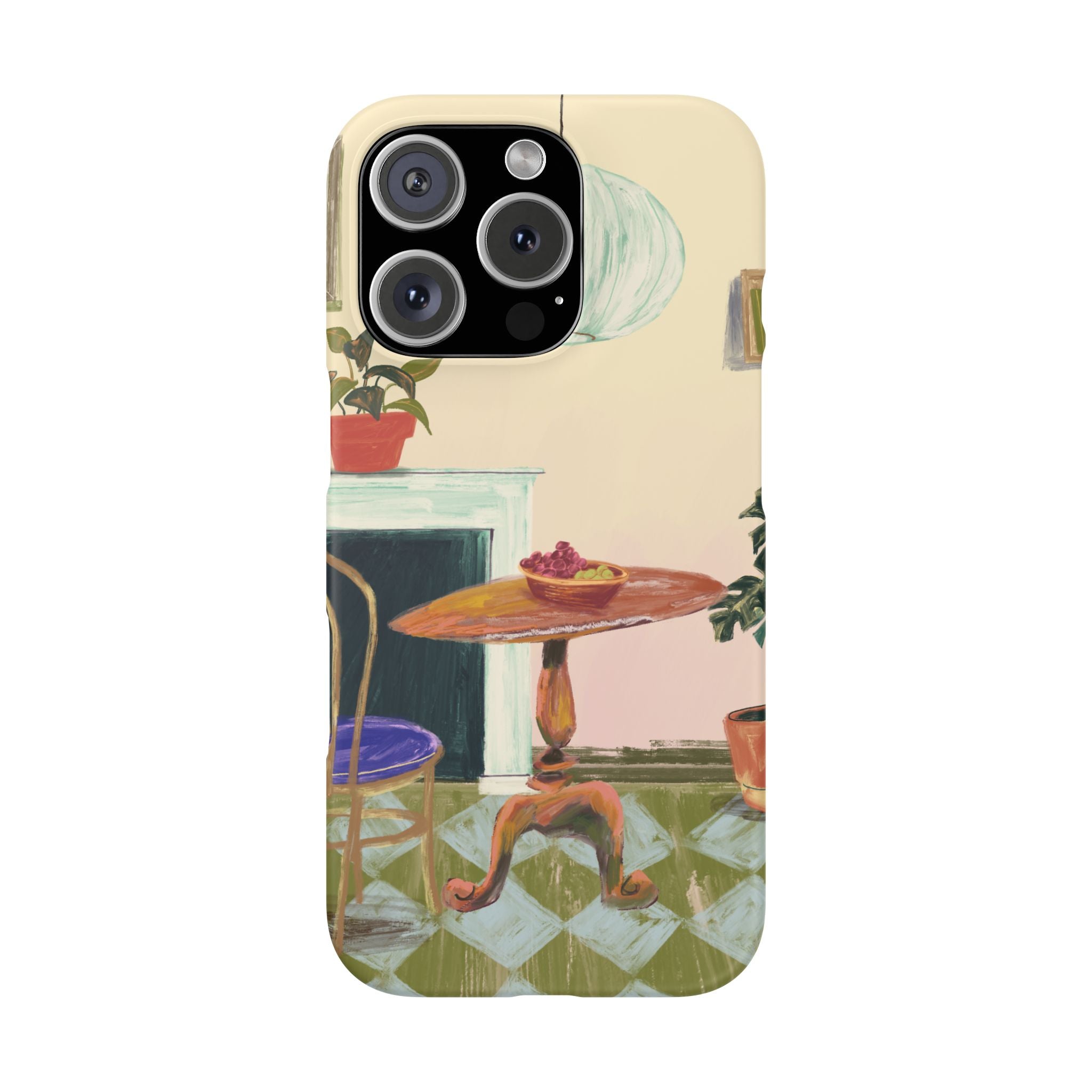 Vintage Bistro Phone Case — Cozy Cafe Interior Illustration Snap Case