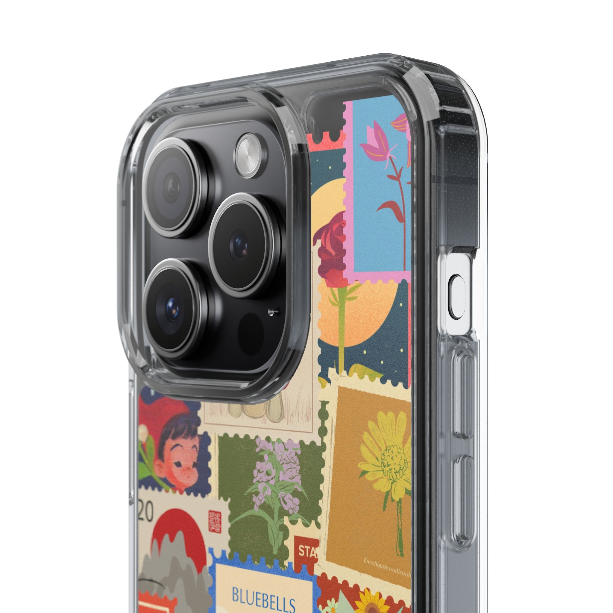 Clear Case — Vintage Floral Stamp Collage Phone Case