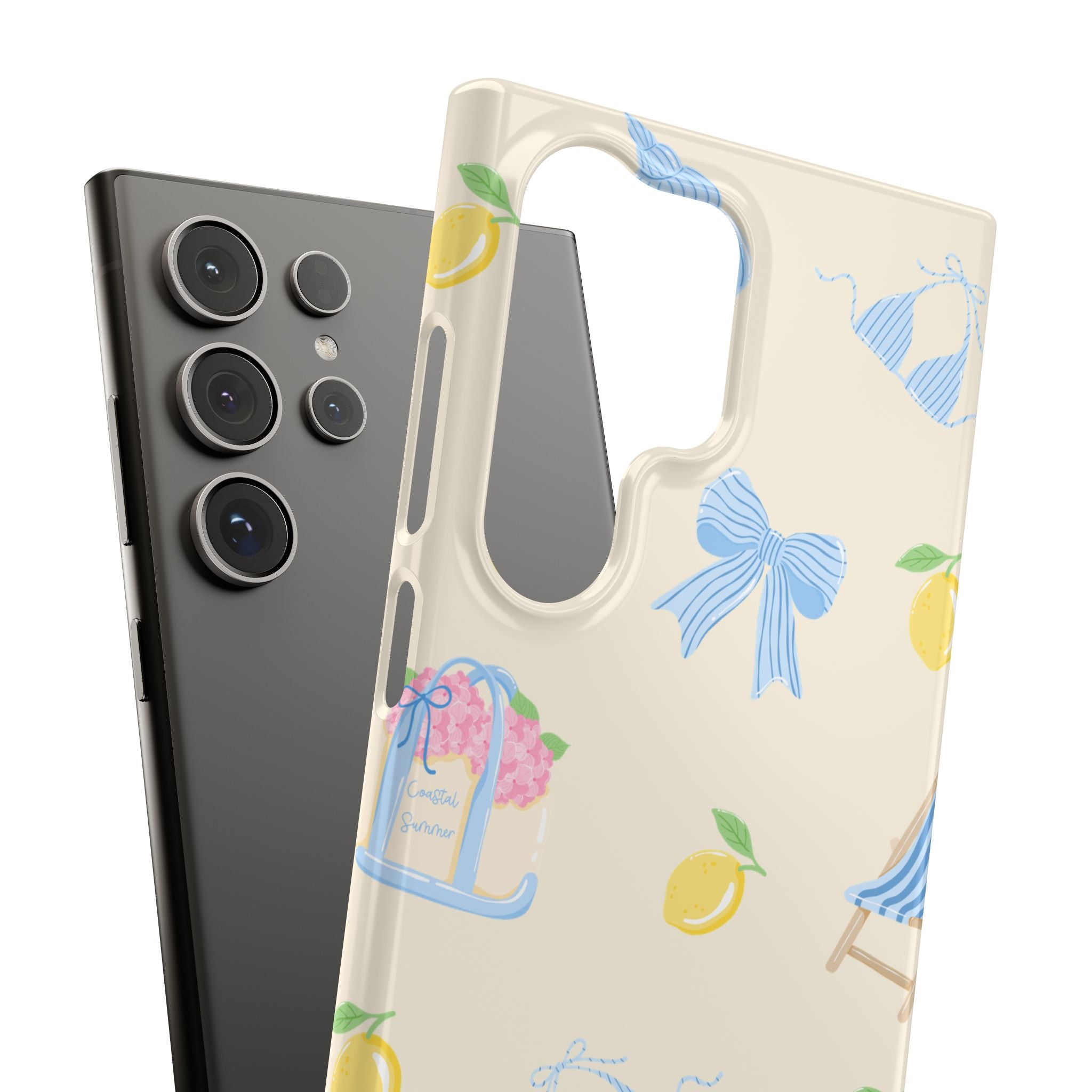 Cute Lemon & Beach Pattern Phone Case — Pastel Summer Snap Case