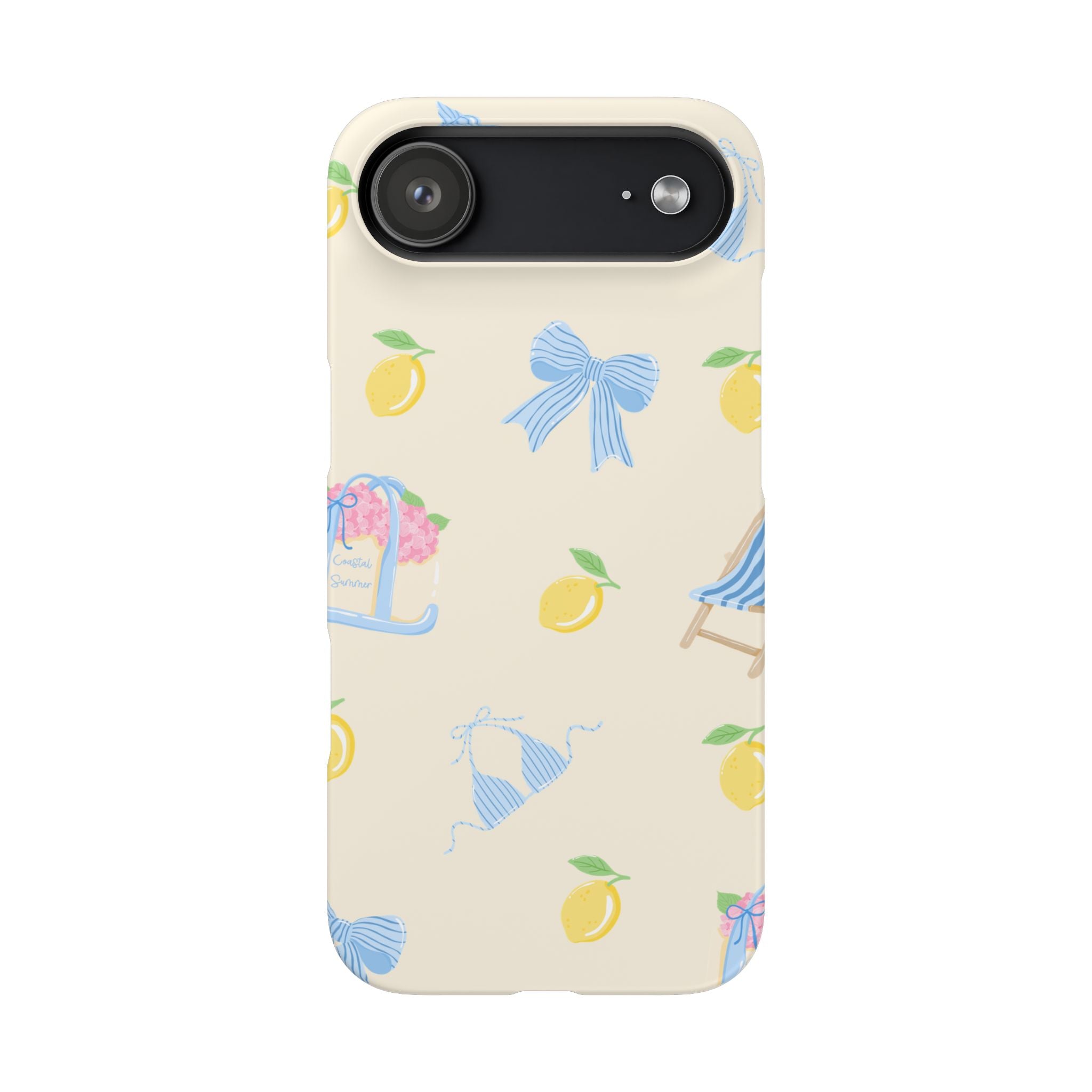 Cute Lemon & Beach Pattern Phone Case — Pastel Summer Snap Case