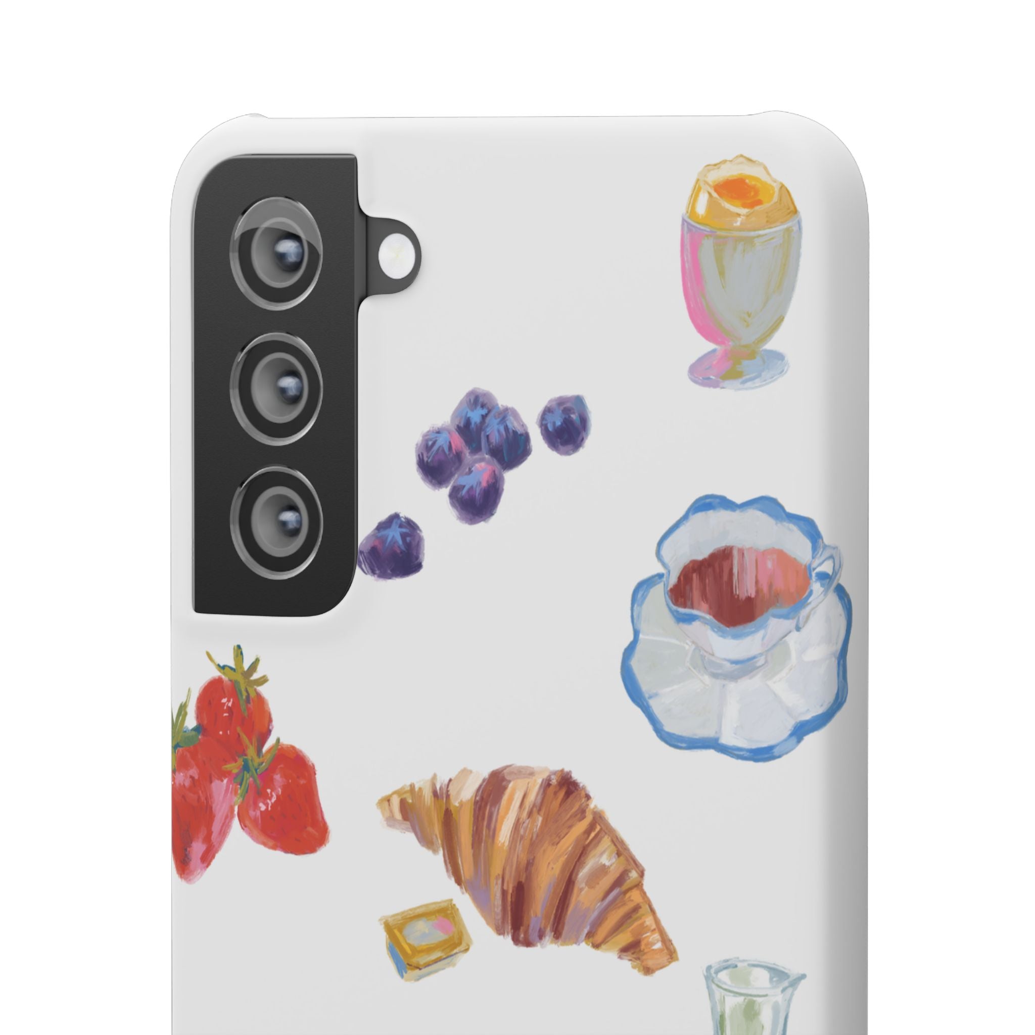 Phone Case — Watercolor Breakfast Pattern (croissant, berries, juice)