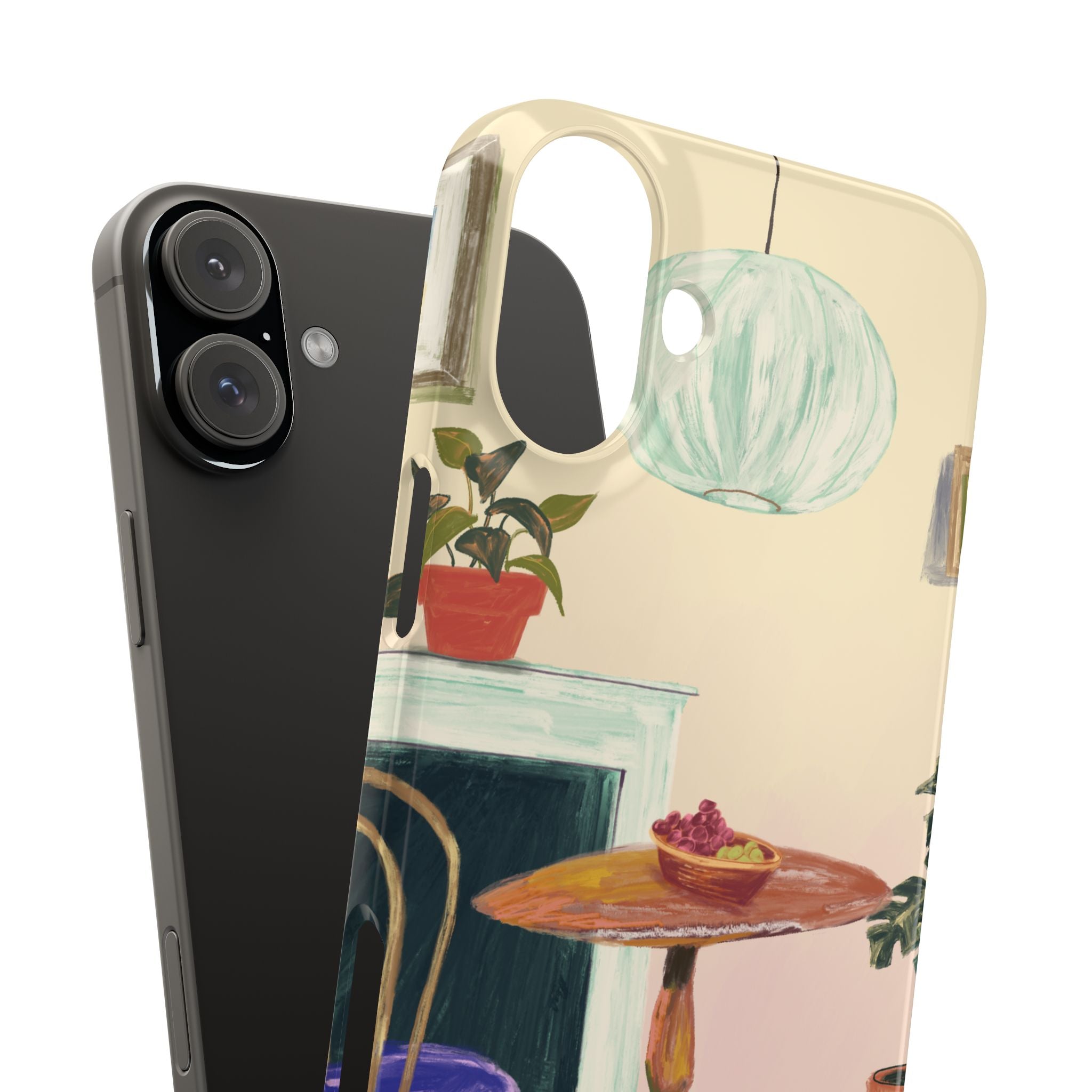 Vintage Bistro Phone Case — Cozy Cafe Interior Illustration Snap Case