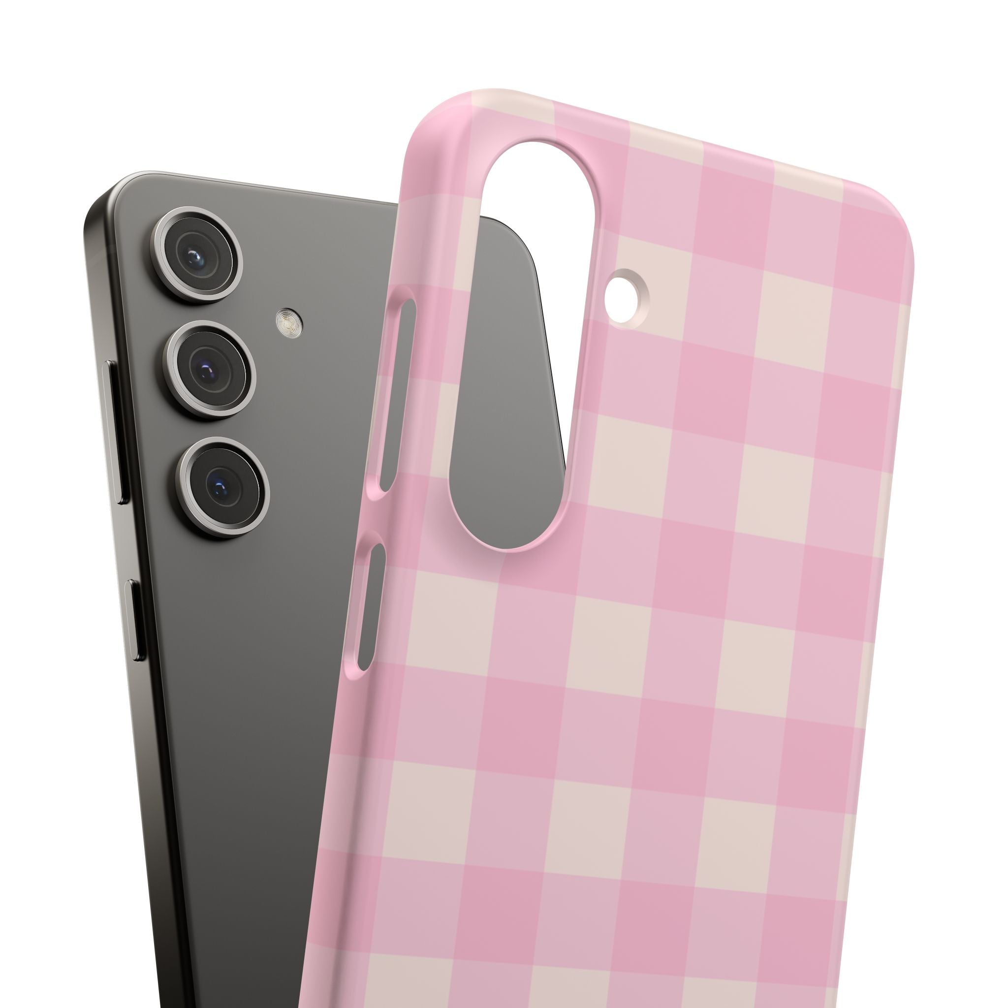 Pink Gingham Snap Phone Case - Cute Pastel Checkered iPhone Cover