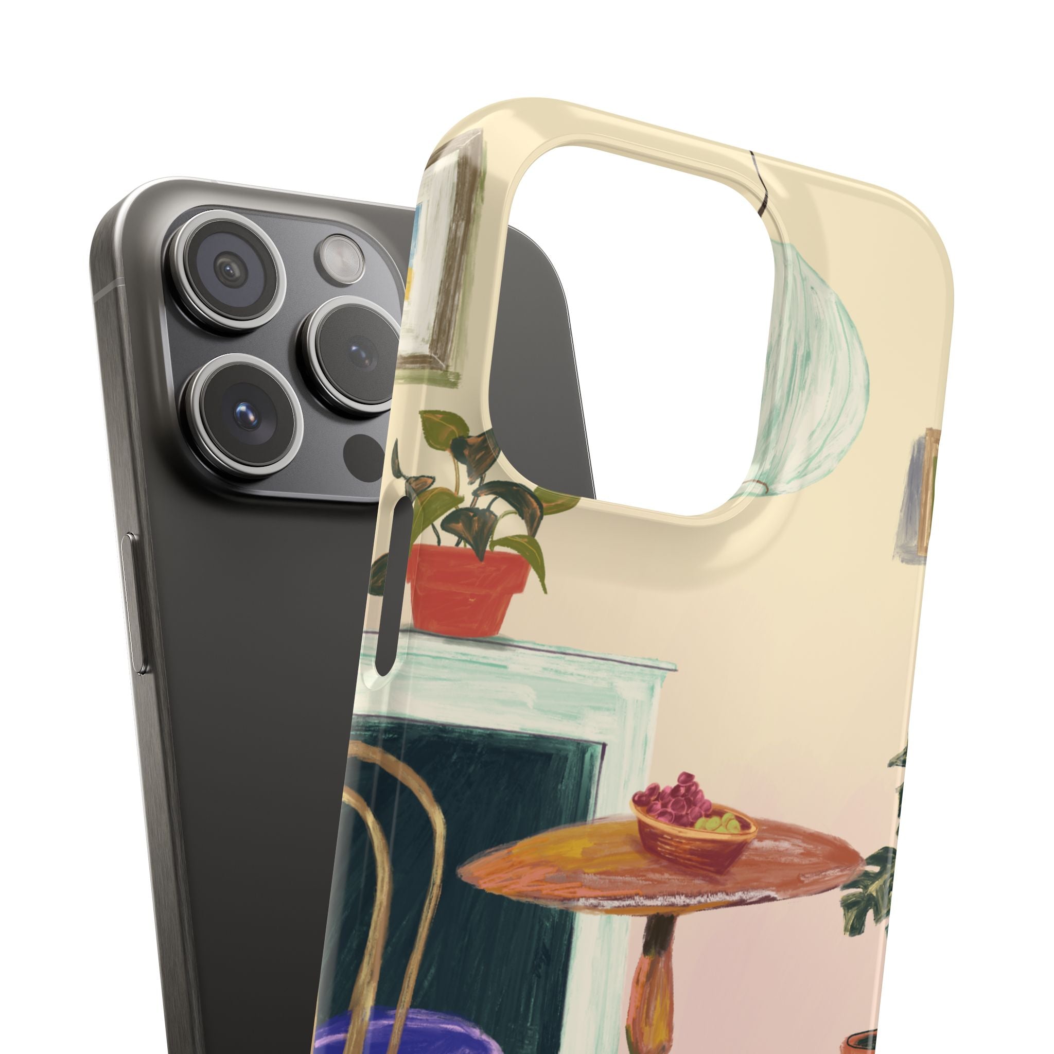 Vintage Bistro Phone Case — Cozy Cafe Interior Illustration Snap Case