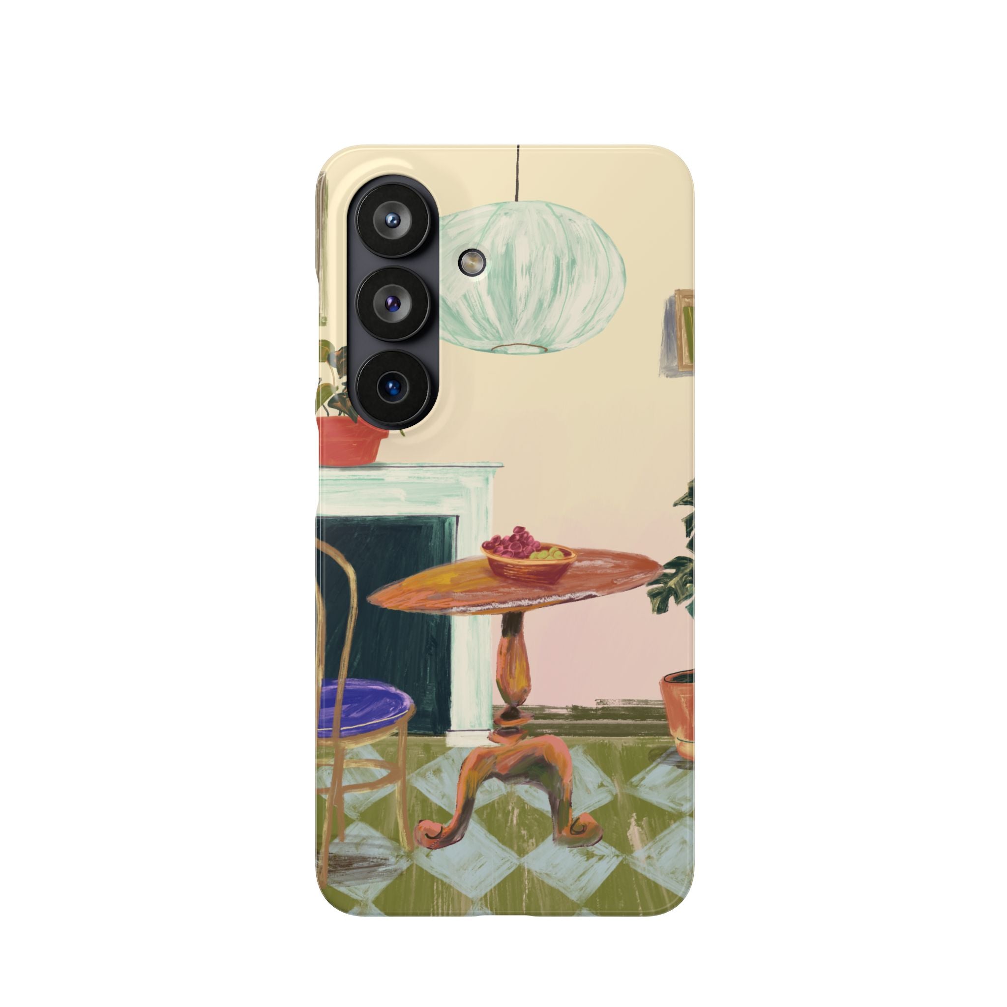 Vintage Bistro Phone Case — Cozy Cafe Interior Illustration Snap Case