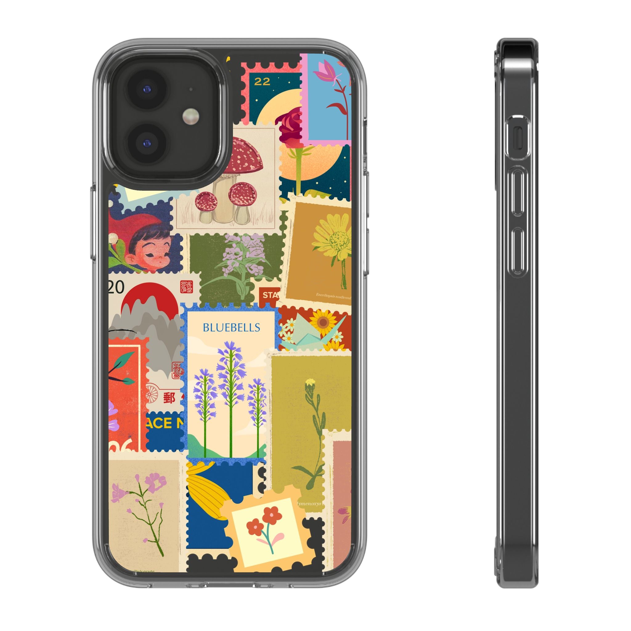 Clear Case — Vintage Floral Stamp Collage Phone Case