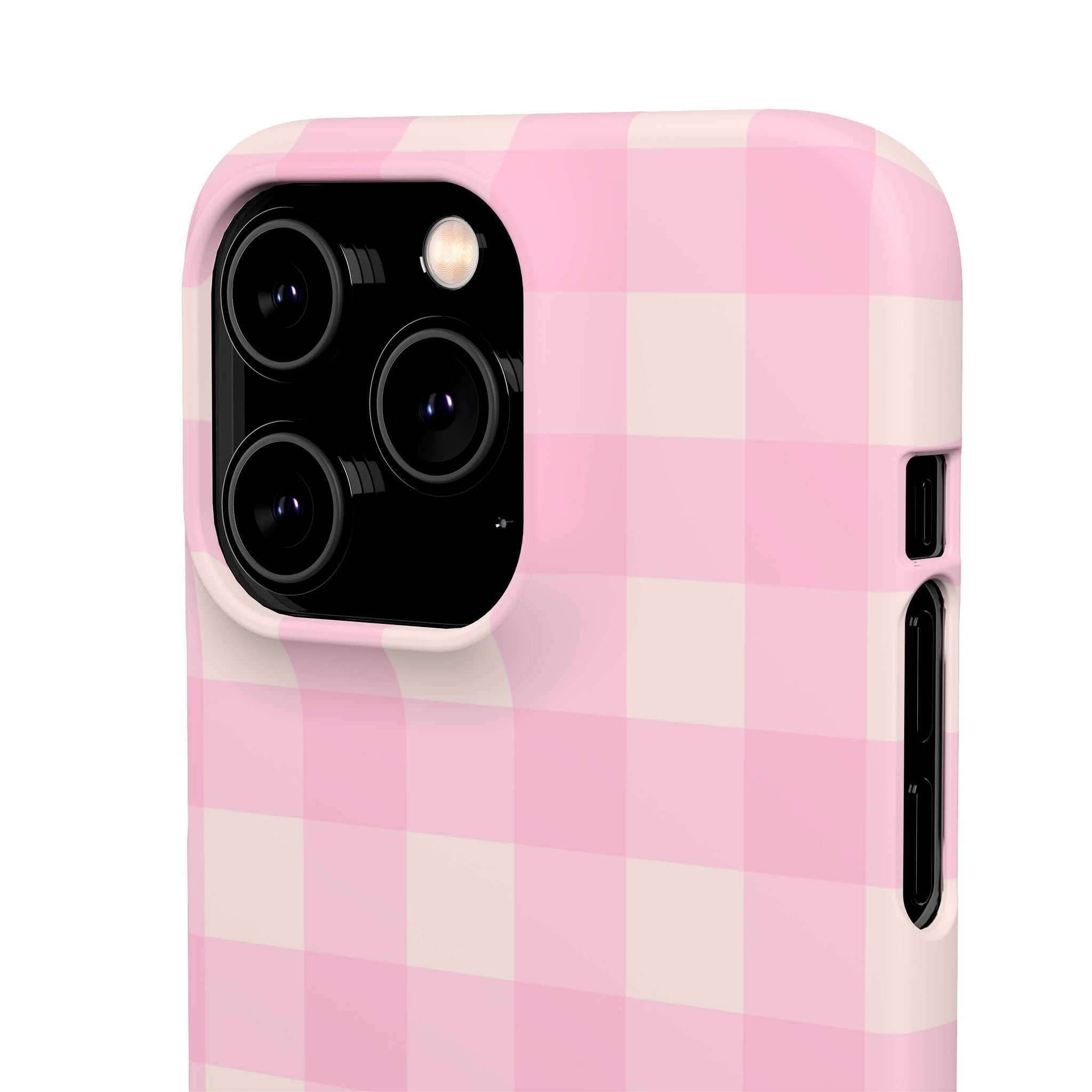Pink Gingham Snap Phone Case - Cute Pastel Checkered iPhone Cover