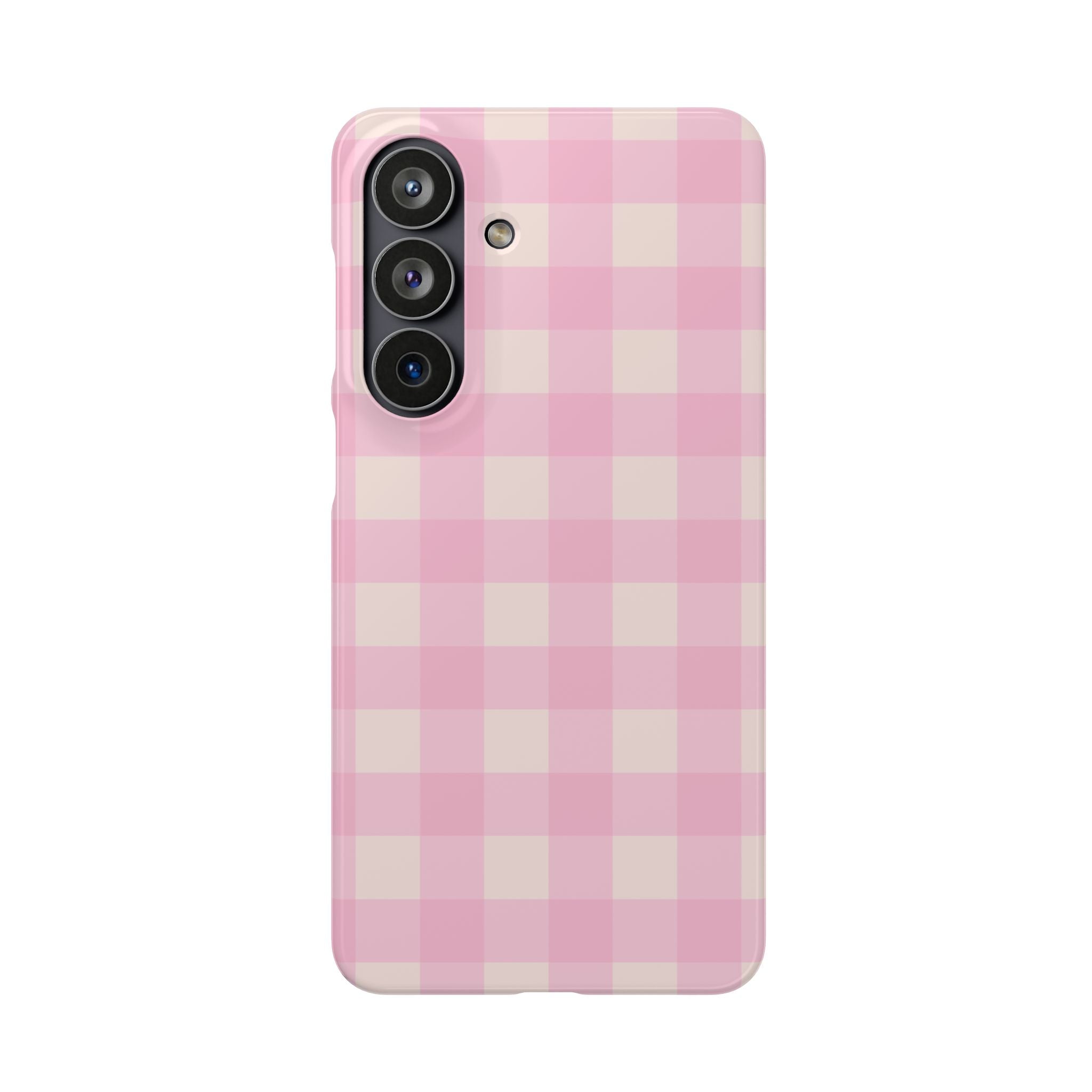 Pink Gingham Snap Phone Case - Cute Pastel Checkered iPhone Cover